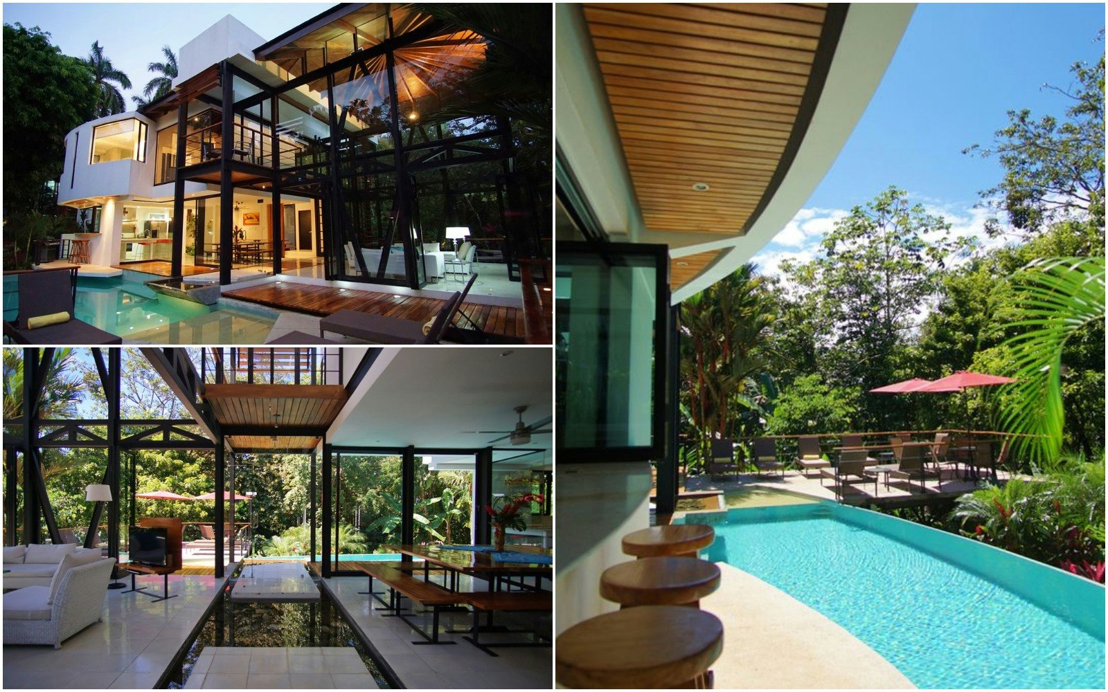 A glass home with a swimming pool in Costa Rica
