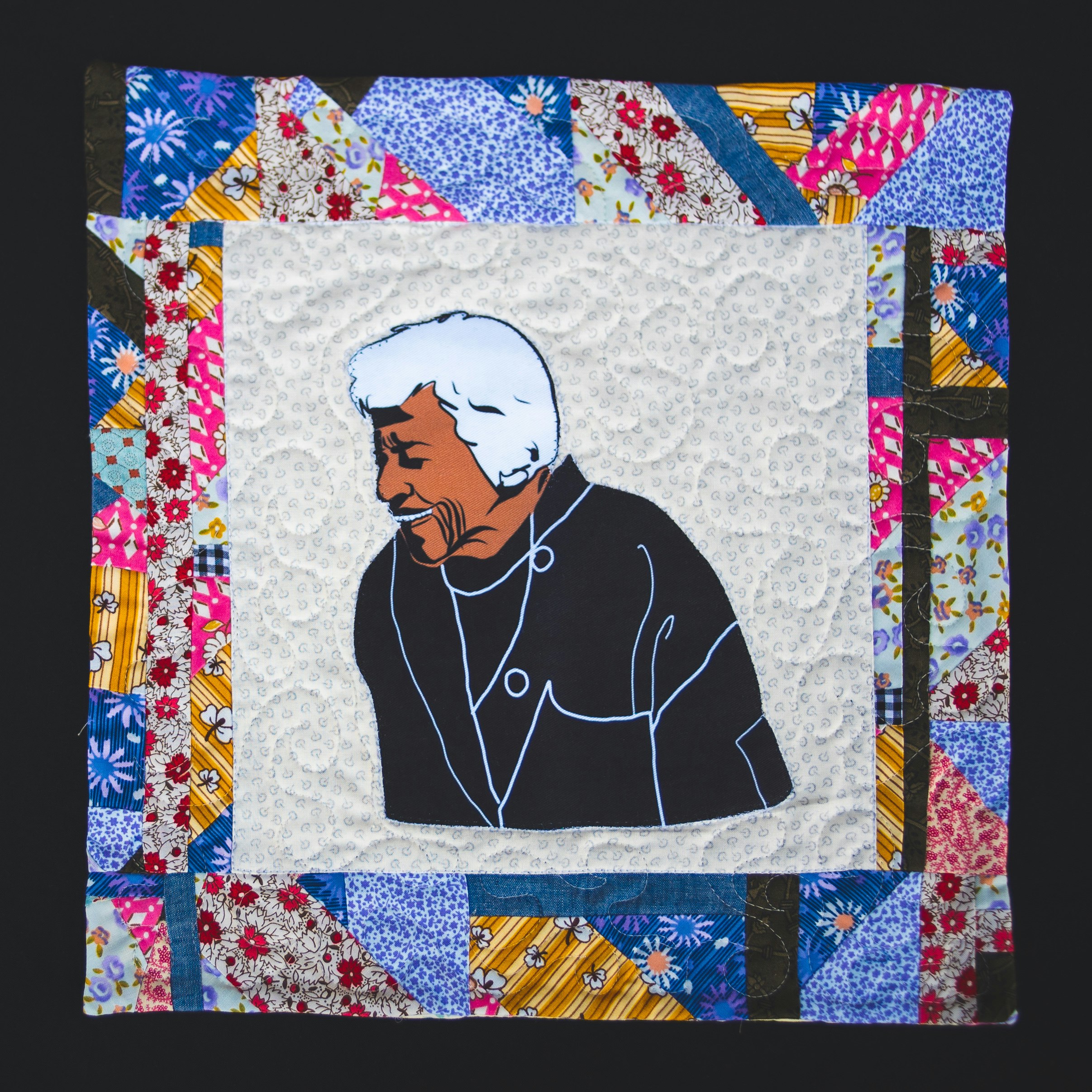 A square of the 400-block Legacy Quilt, the first thing visitors will see as they enter the exhibit. 