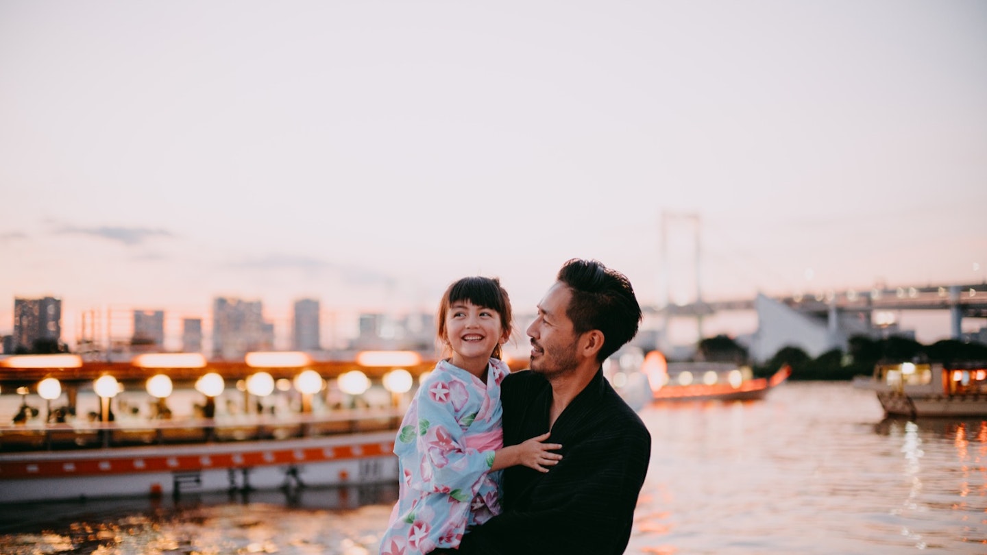 Dad and daughter in Tokyo, Japan