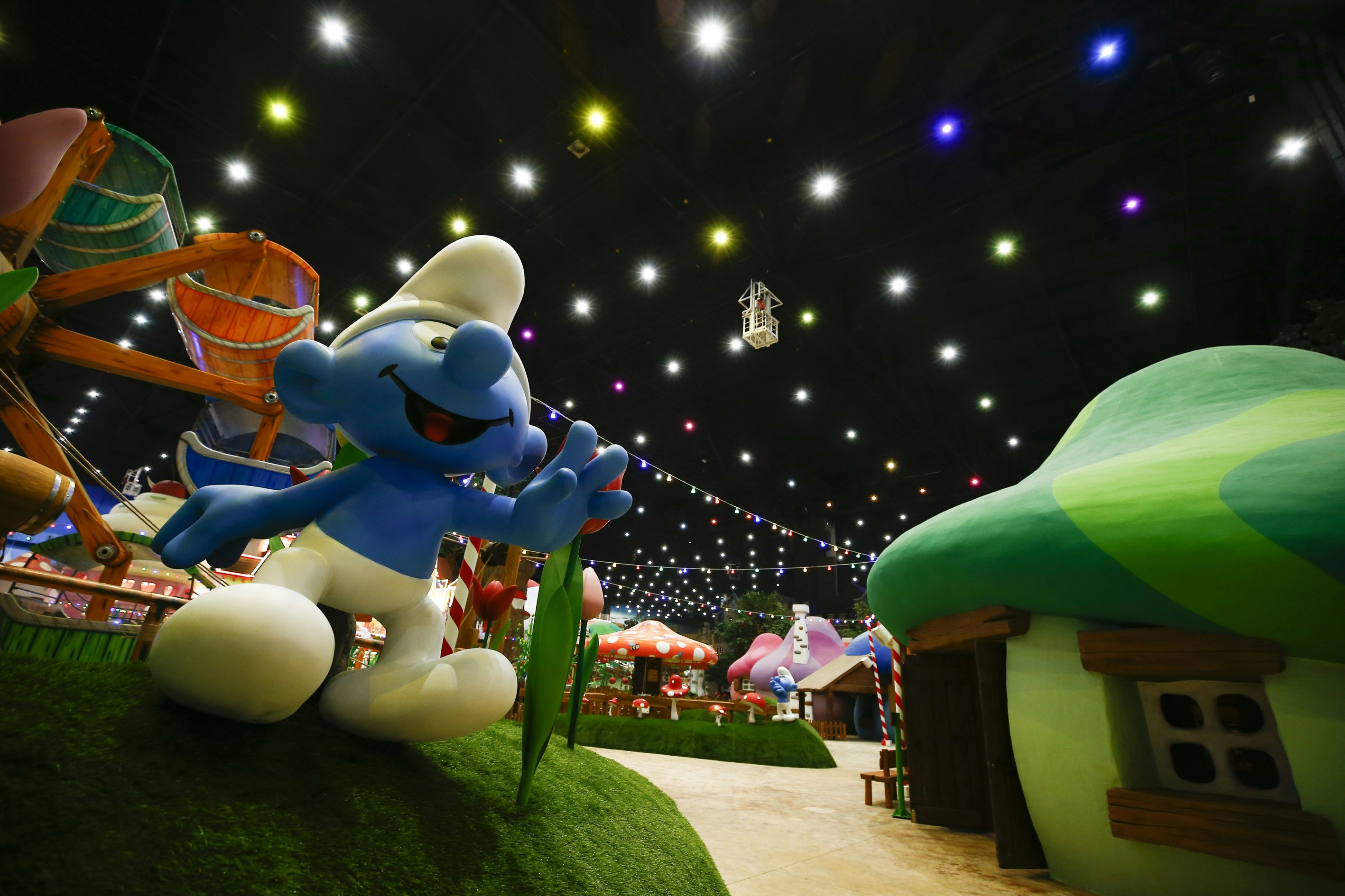 Smurfs attractions at an indoor theme park in Moscow