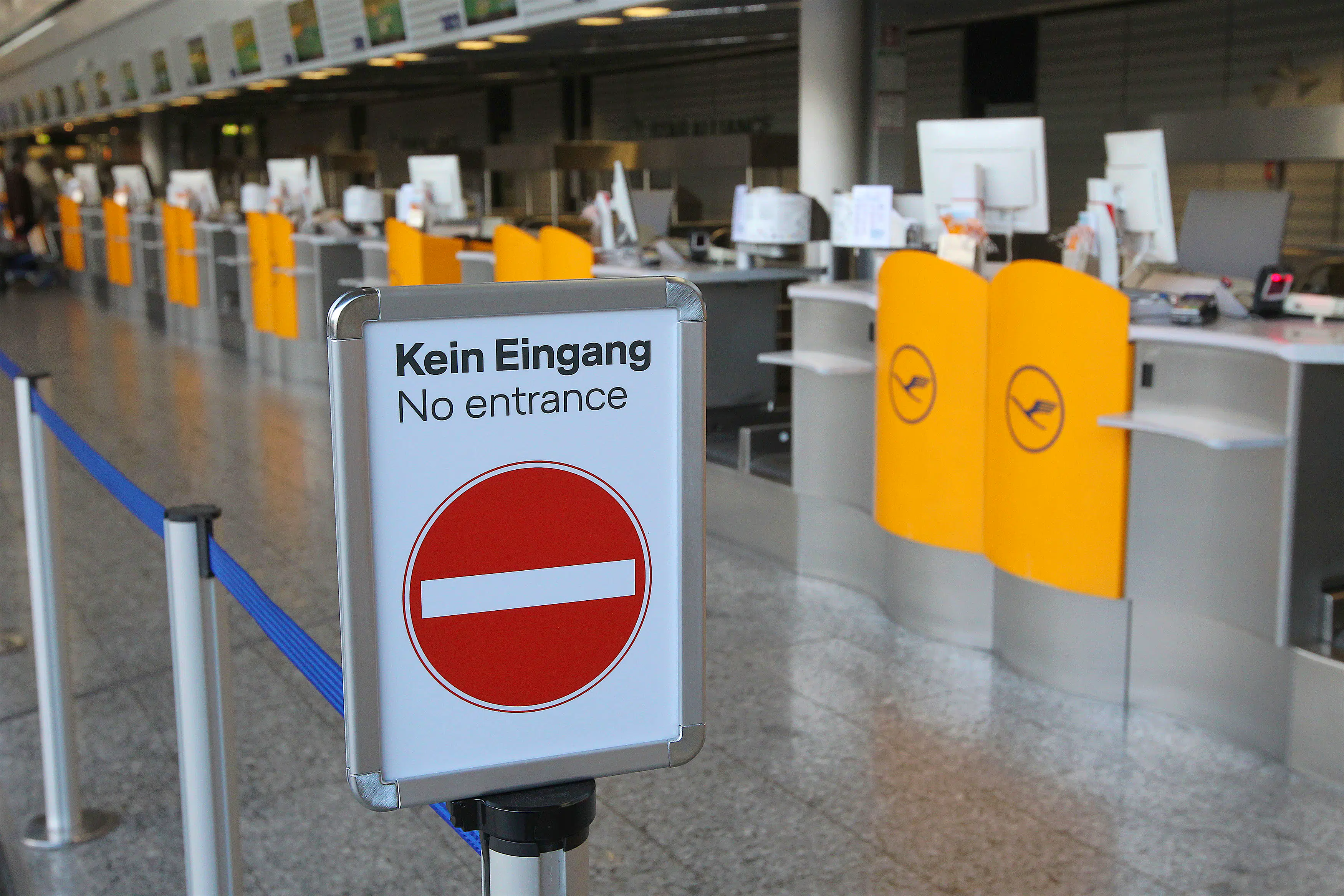 European airports coronavirus.jpg Empty Lufthansa counters are seen at the airport in Frankfurt am Main