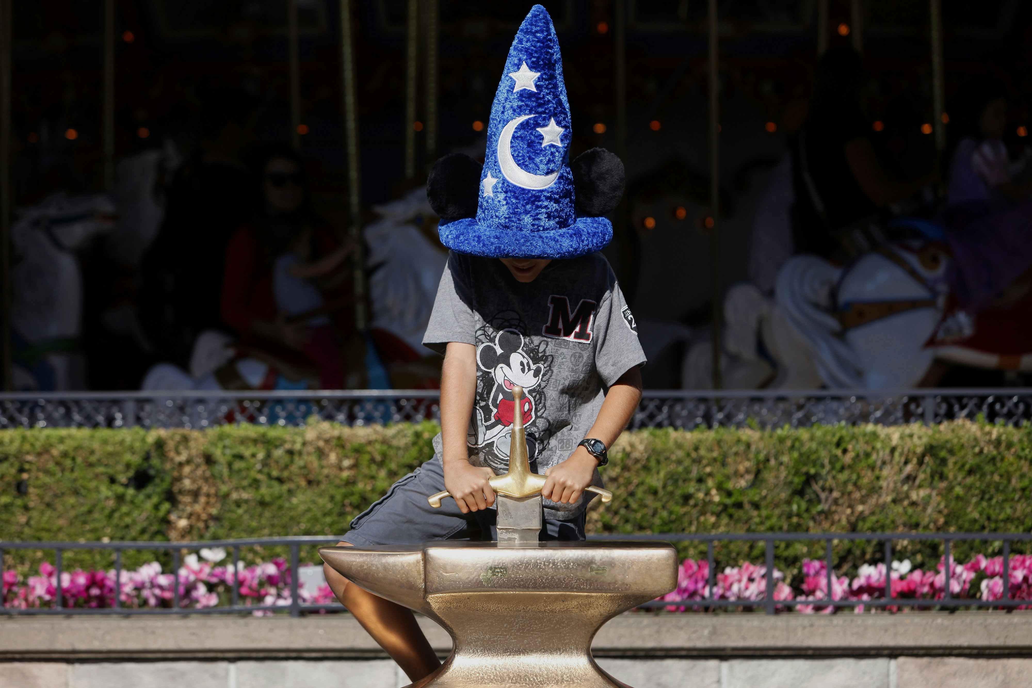 According to reports, "a pretty buff dude" (not pictured) pulled Excalibur from its stone at Disneyland in mid-January © Patrick Fallon/Bloomberg via Getty Images