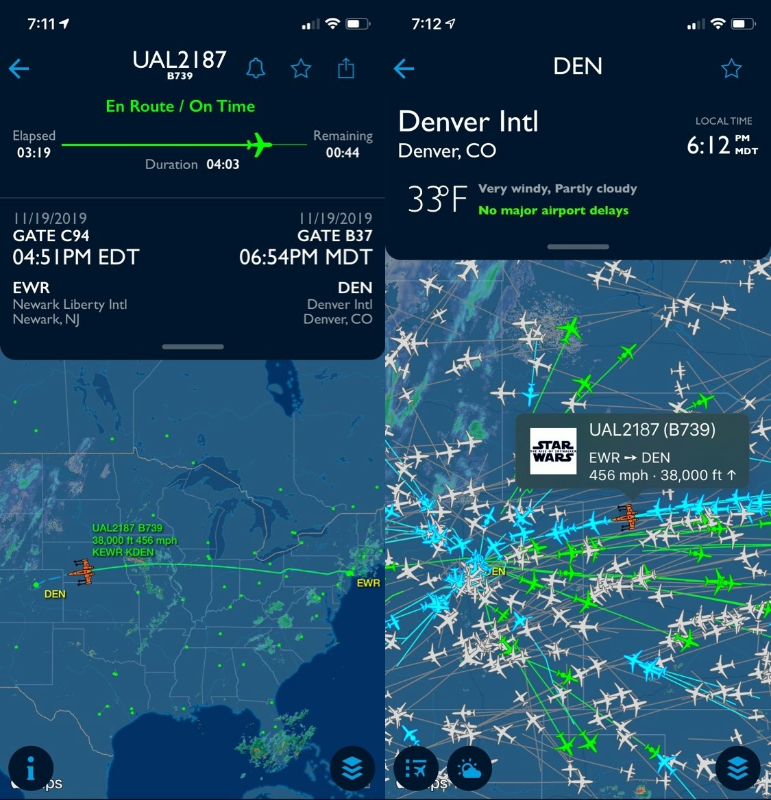 Flight tracking map