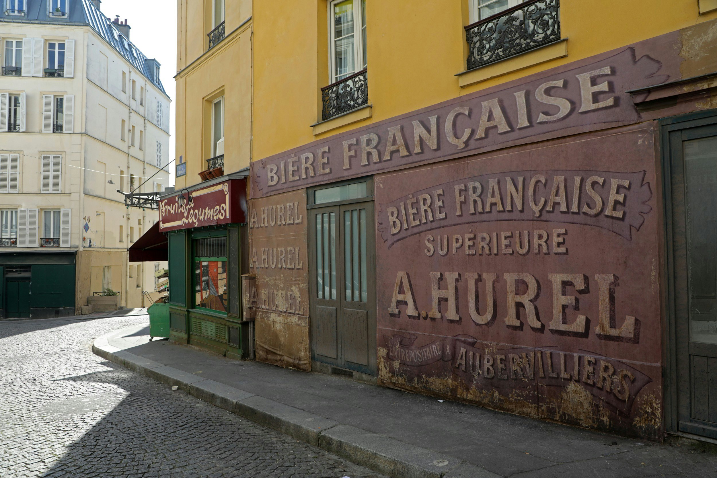 View of the deserted film set taking place during WWII ""Adieu Monsieur Haffmann" directed by Fred Cavaye,on March 26, 2020 in the Montmartre district of Paris