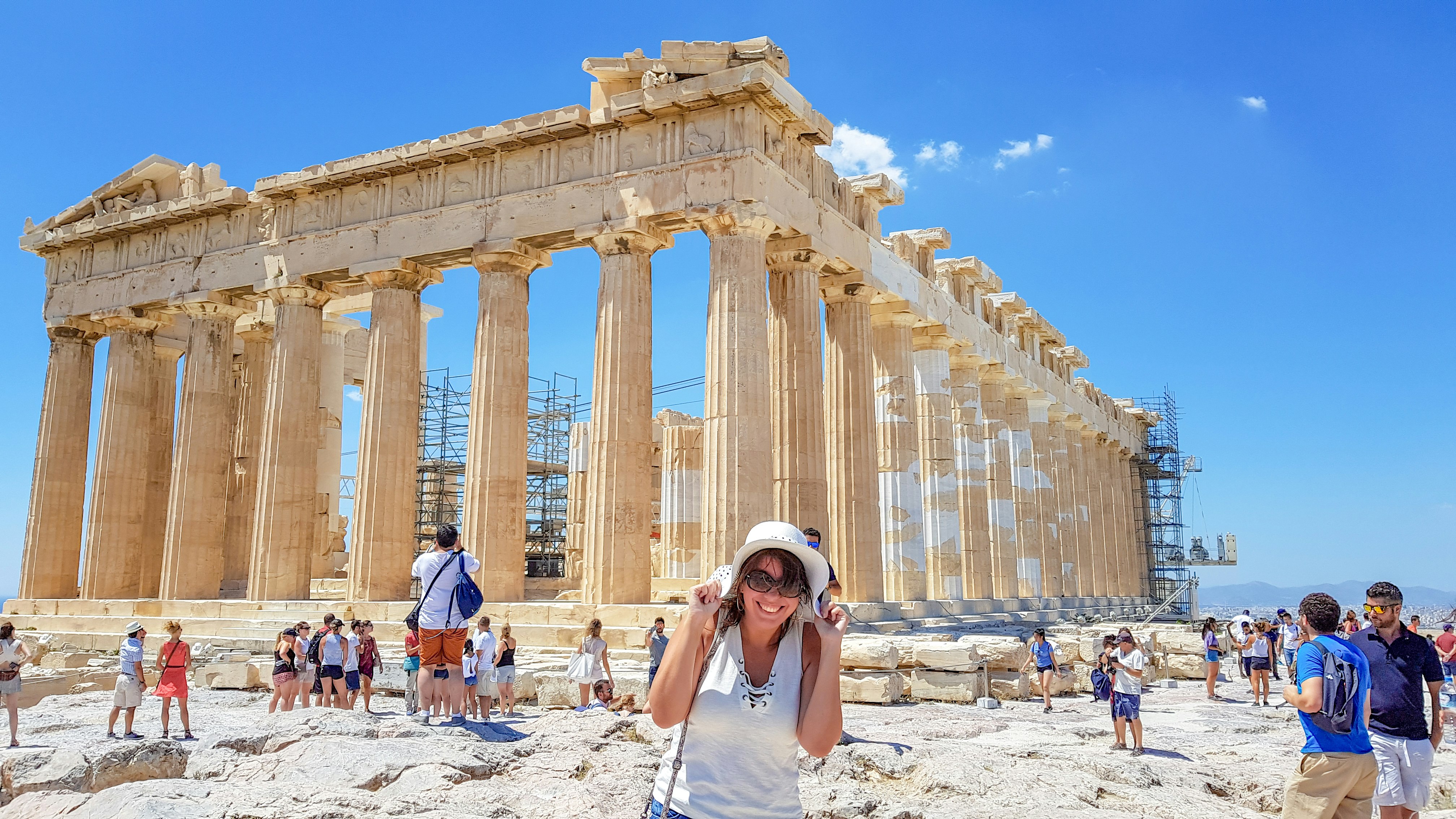 Tourists at the Parthenon in Greece