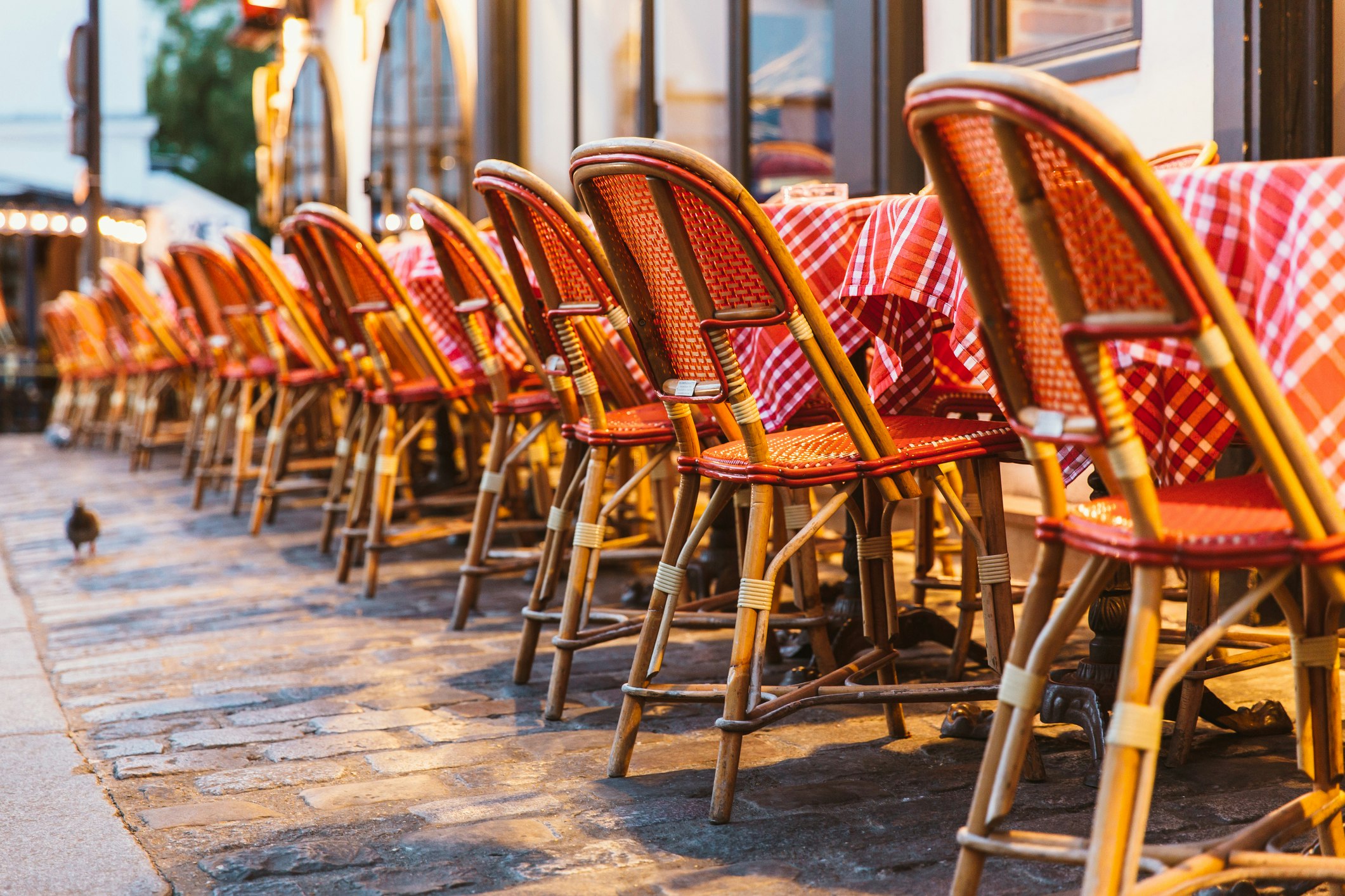 Chairs and table in a traditional Parisian sidewalk cafe