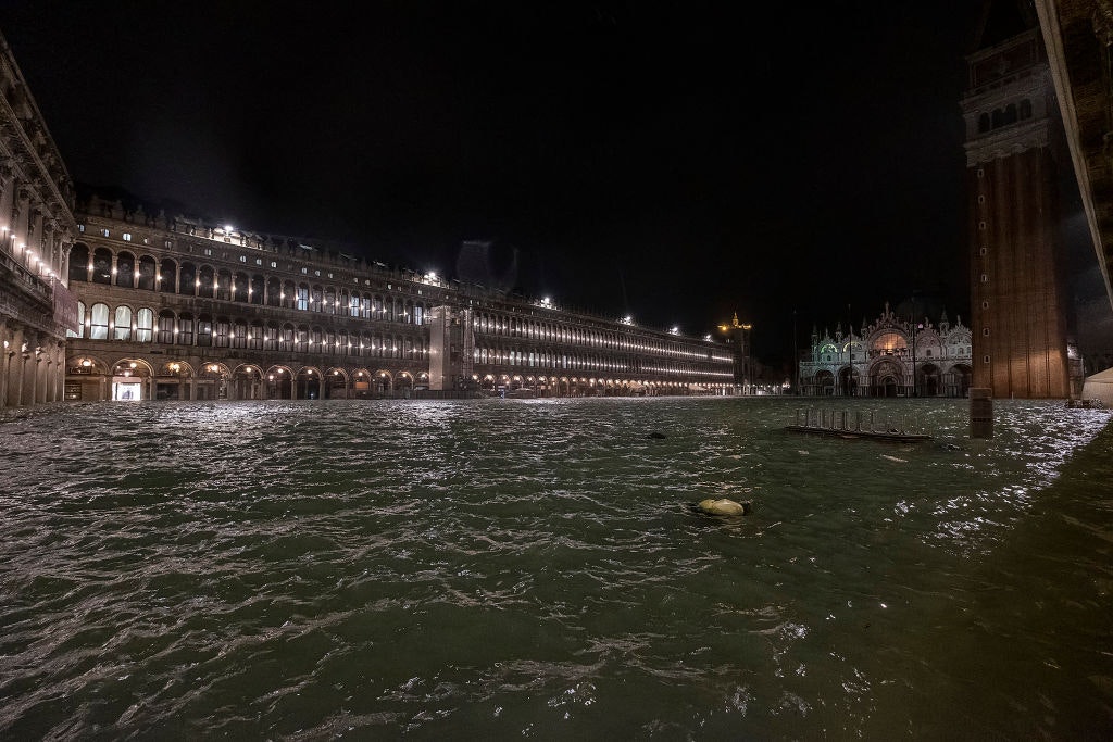 The Piazza San Marco under water during a flood