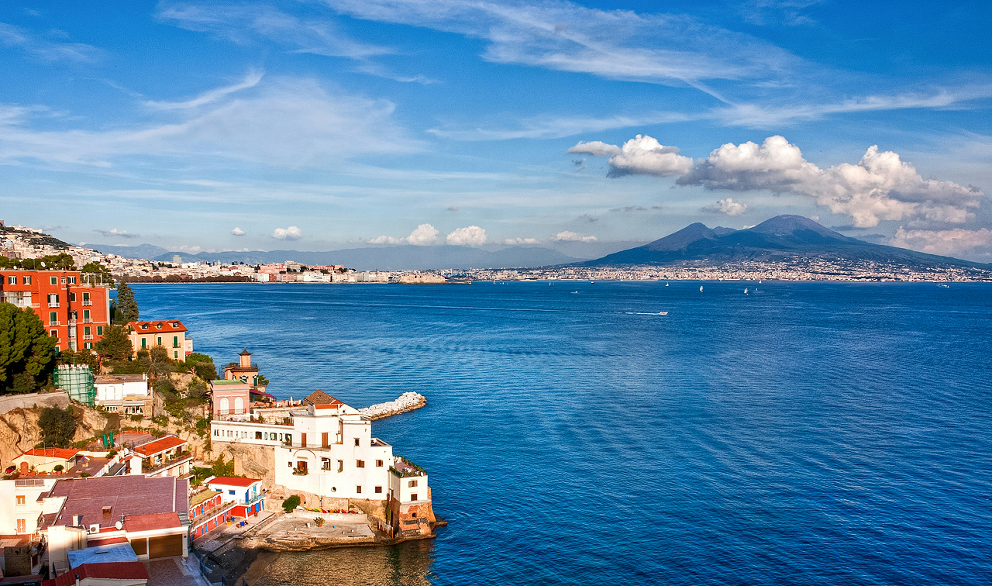 Naples coastline with Vesuvius background