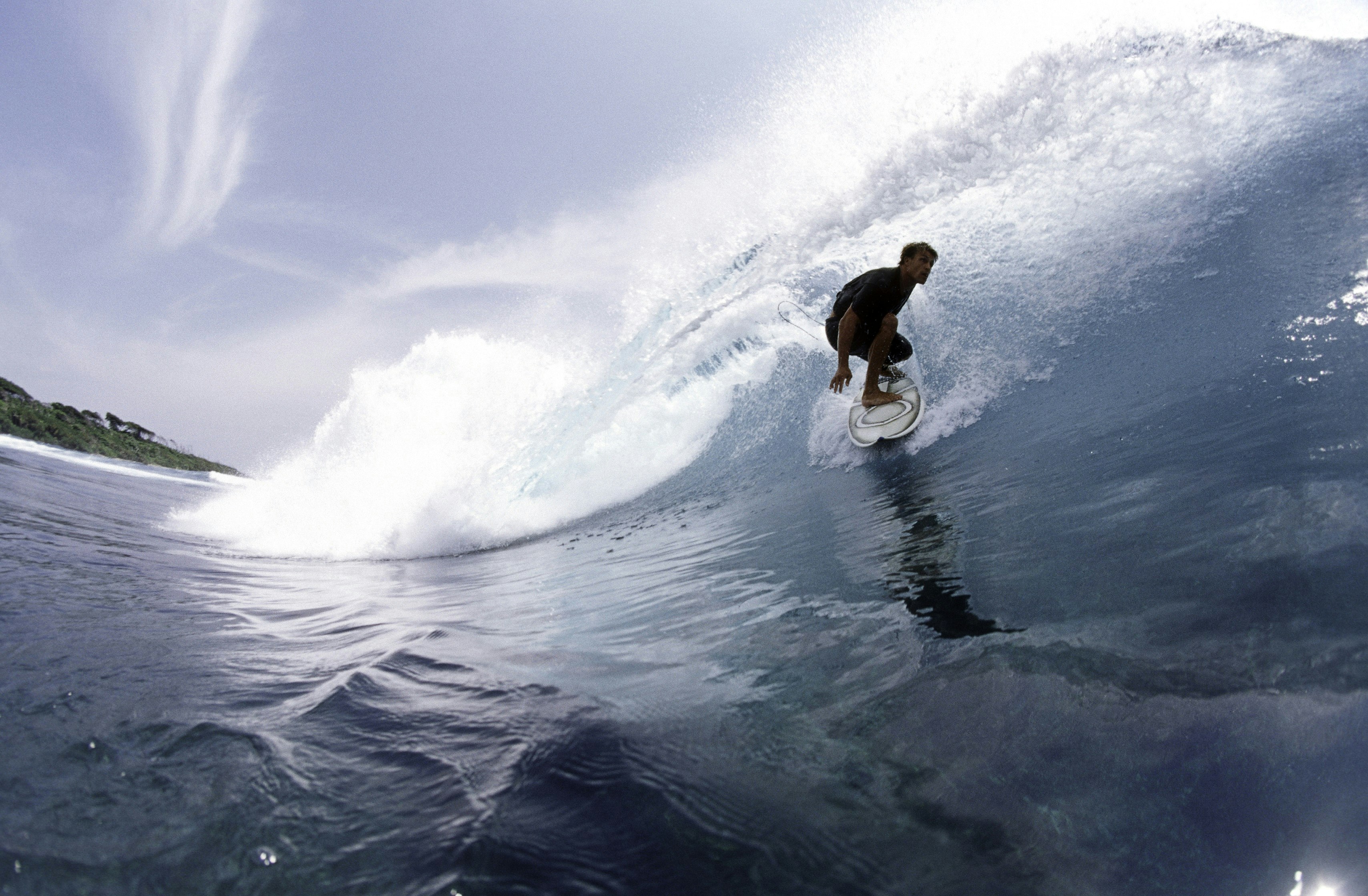 American surfer Sean Hayes rides a wave off the coast of the Andaman Islands