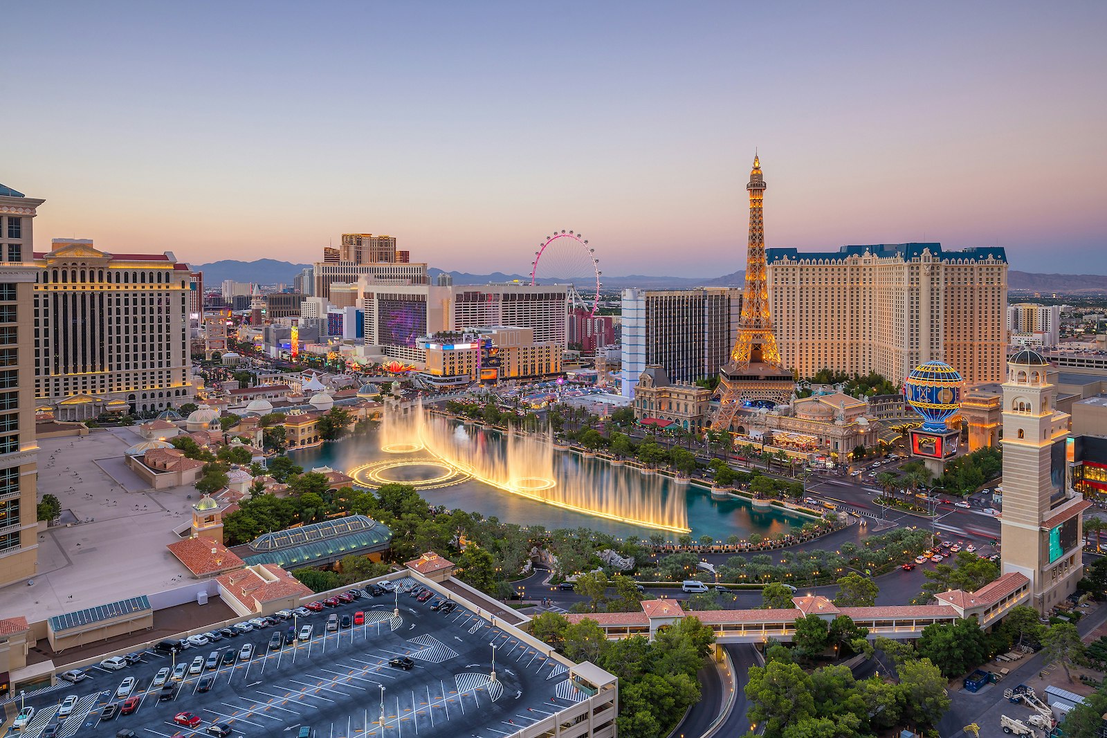 Aerial view of Las Vegas strip in Nevada