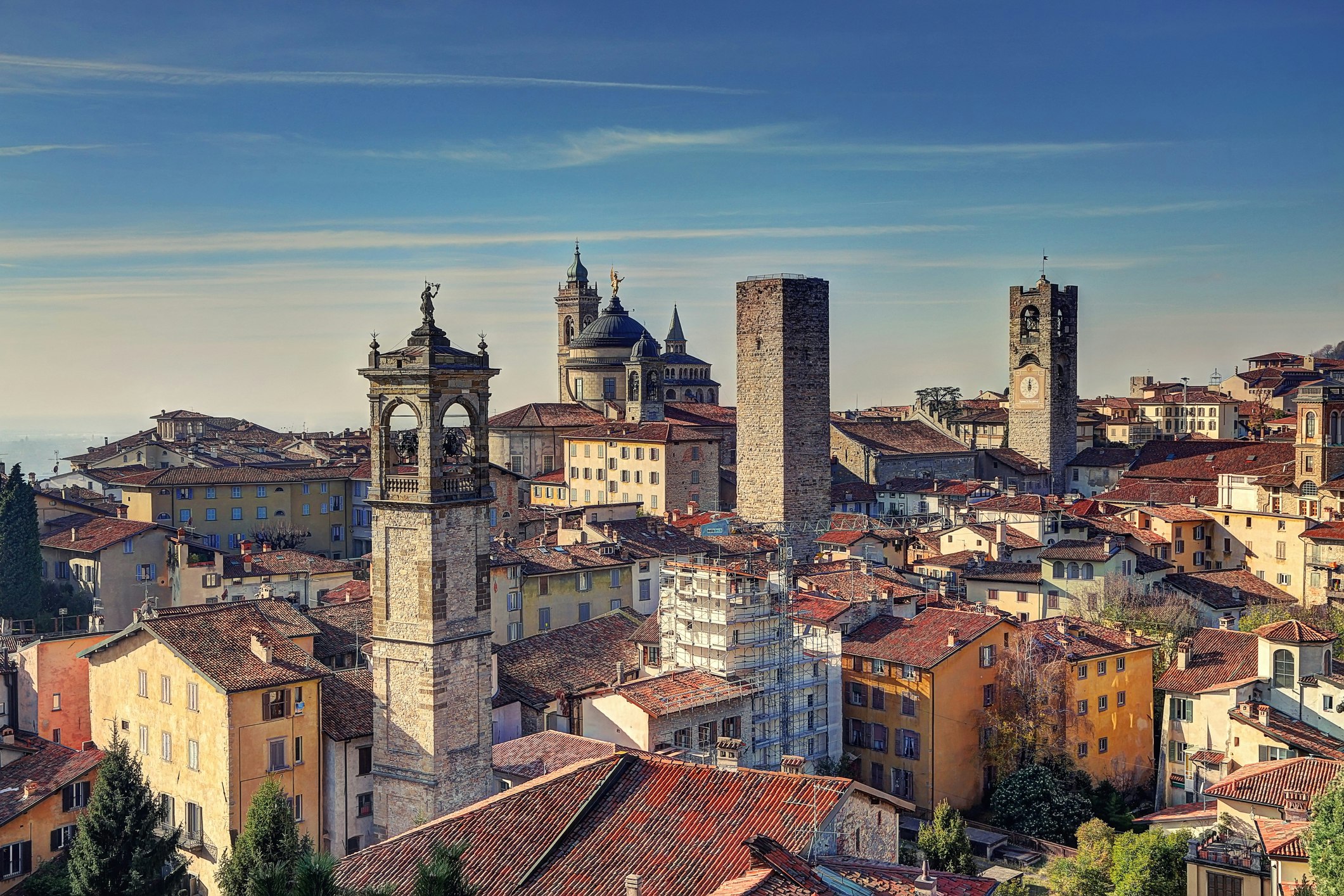 Bergamo towers viewed from the Rocca