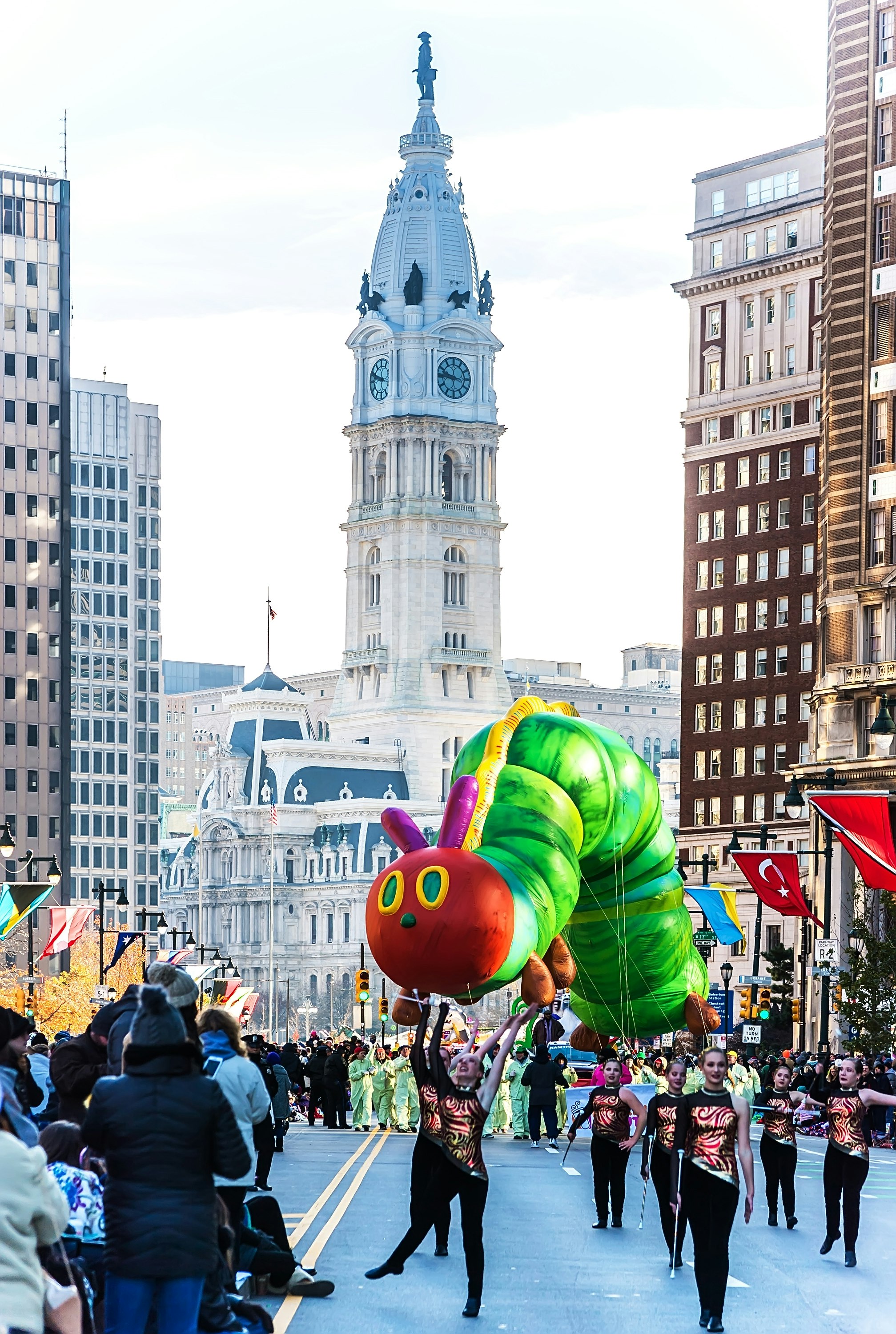 A Very Hungry Caterpillar balloon floats through Philadelphia, Pennsylvania
