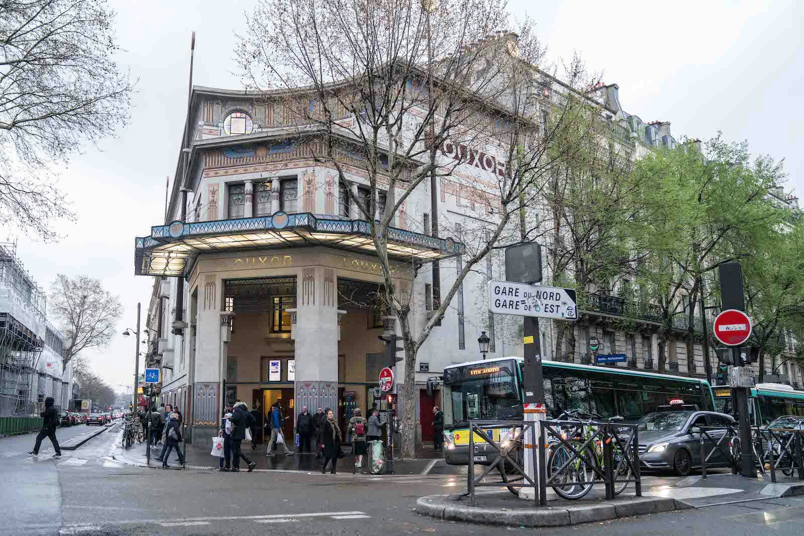 General view, outside the "Notre Enfant" Paris Premiere, at the Le Louxor cinema, in the 10th quarter of Paris, on April 12, 2018 in Paris, France. 