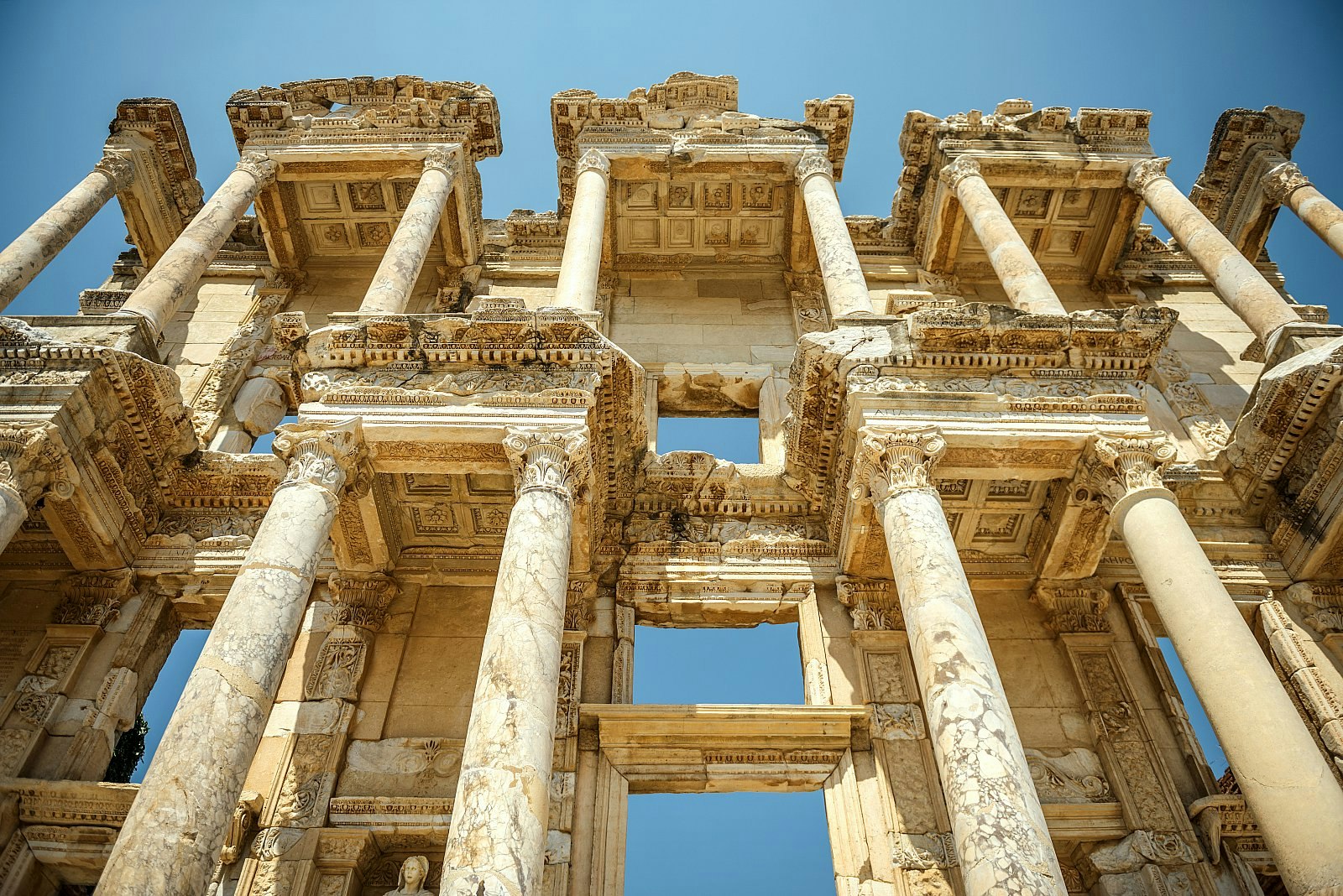 Pillared façade of the Library of Celsus at Ephesus, Turkey