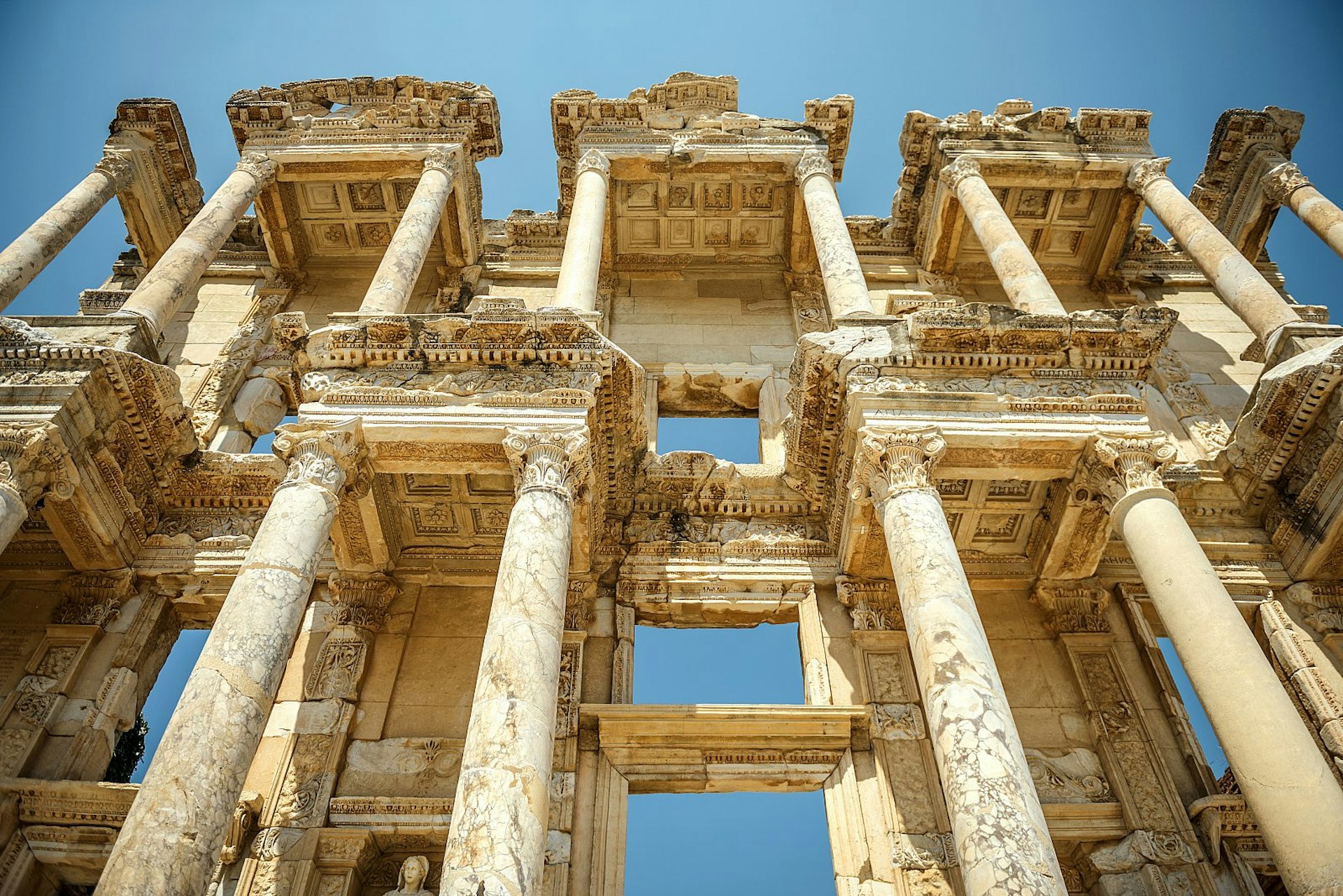 Pillared façade of the Library of Celsus at Ephesus, Turkey