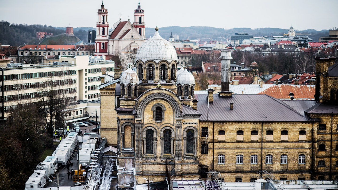 The former Lukiskes prison during Stranger Things season 4 filming