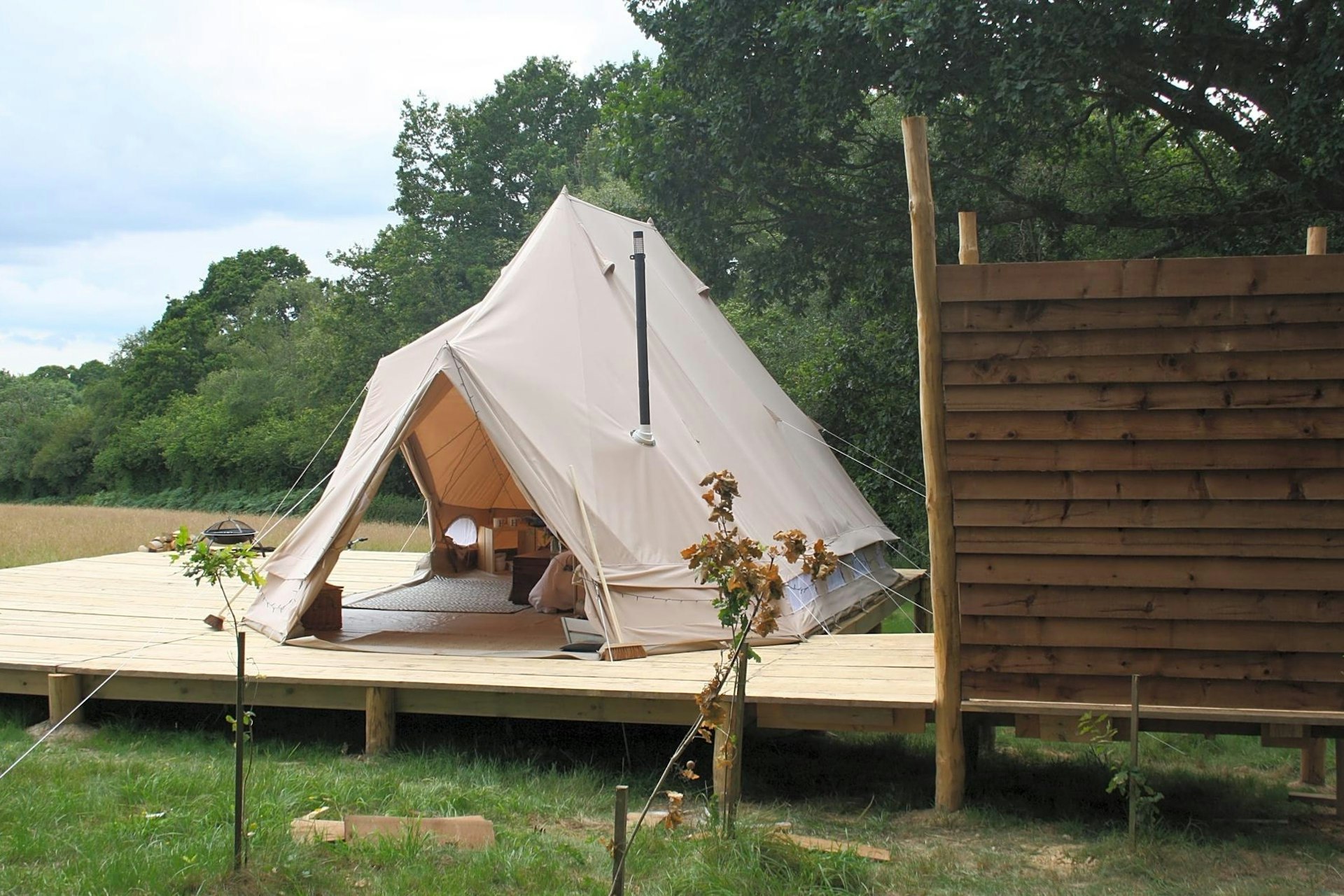 A bell tent at Hadlow Hideaways Glamping