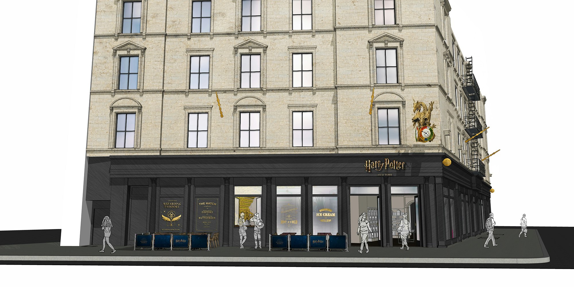 A rendering of the new Harry Potter flagship store in New York