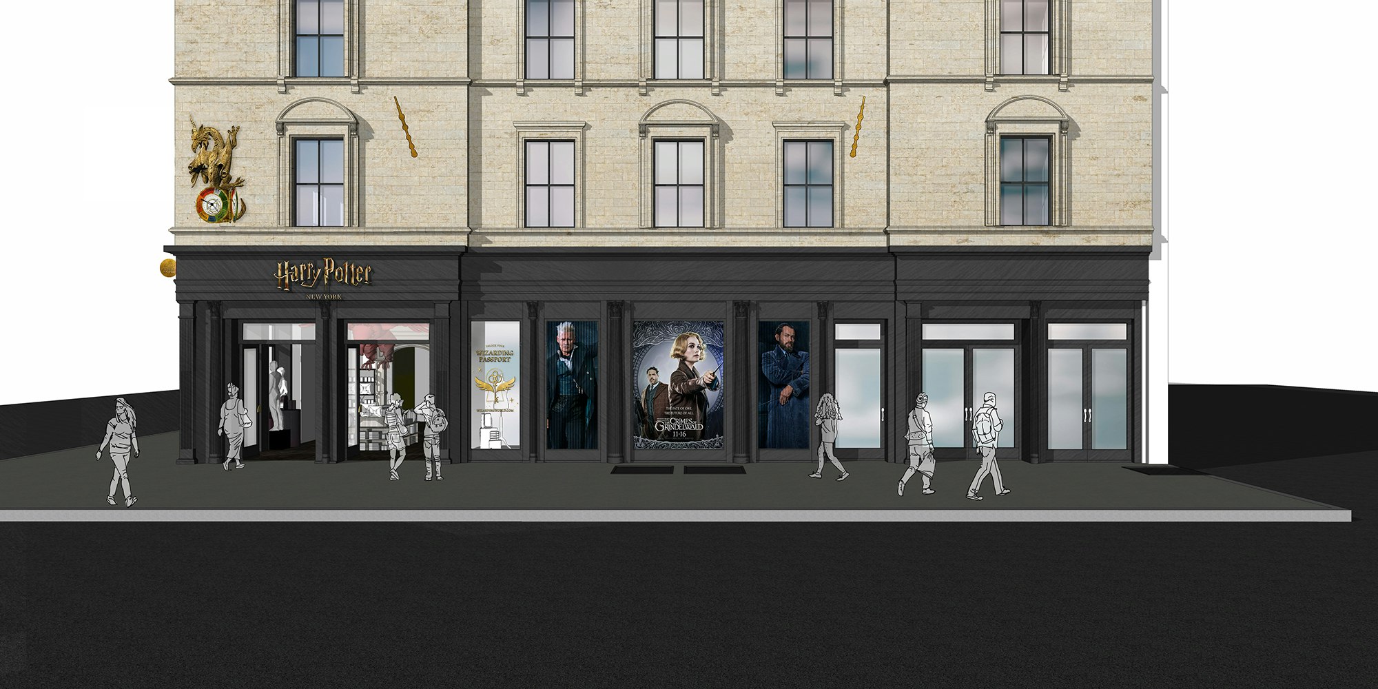 A rendering of Harry Potter New York flagship store