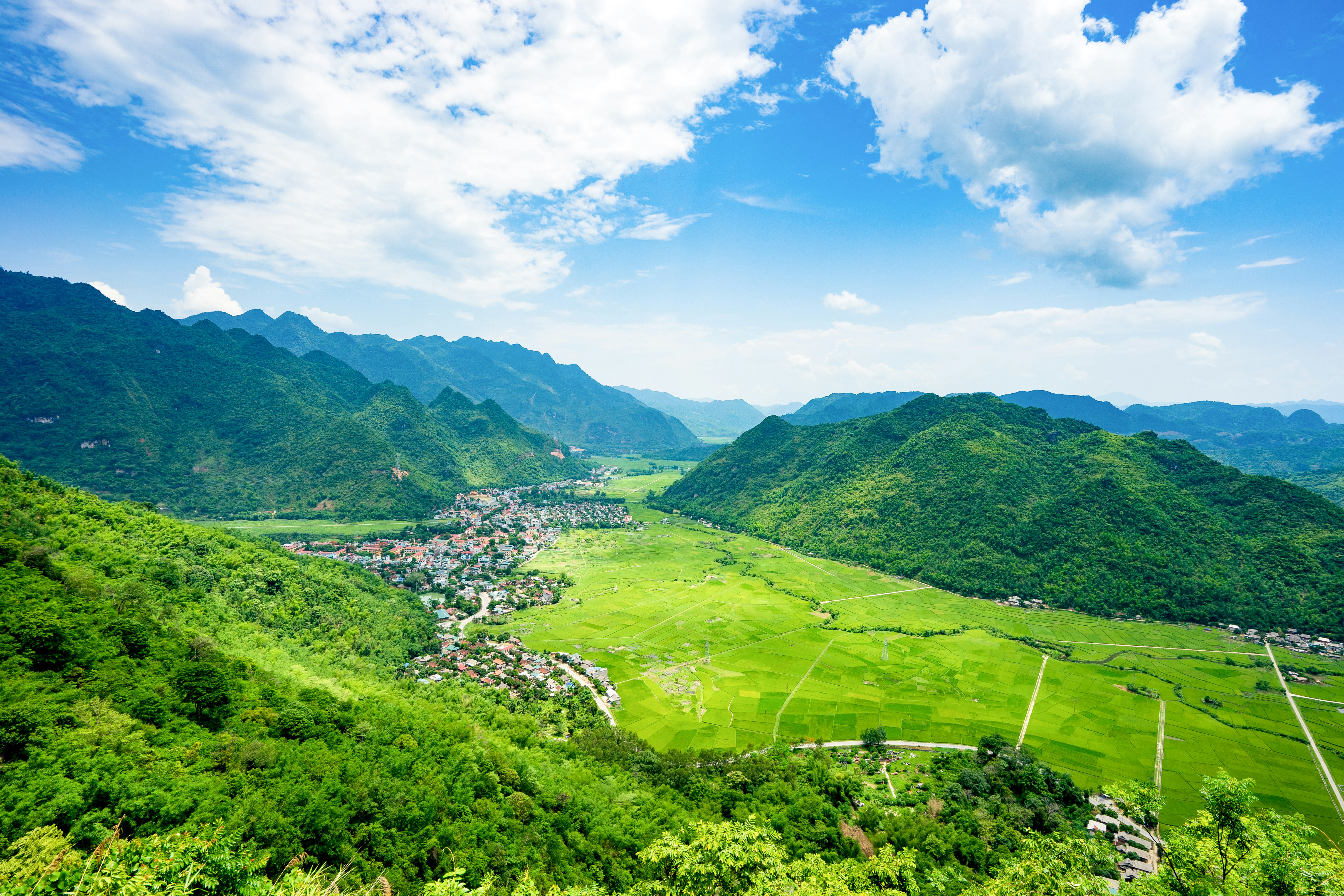 Green hills and valleys in Hoa Binh province, Vietnam