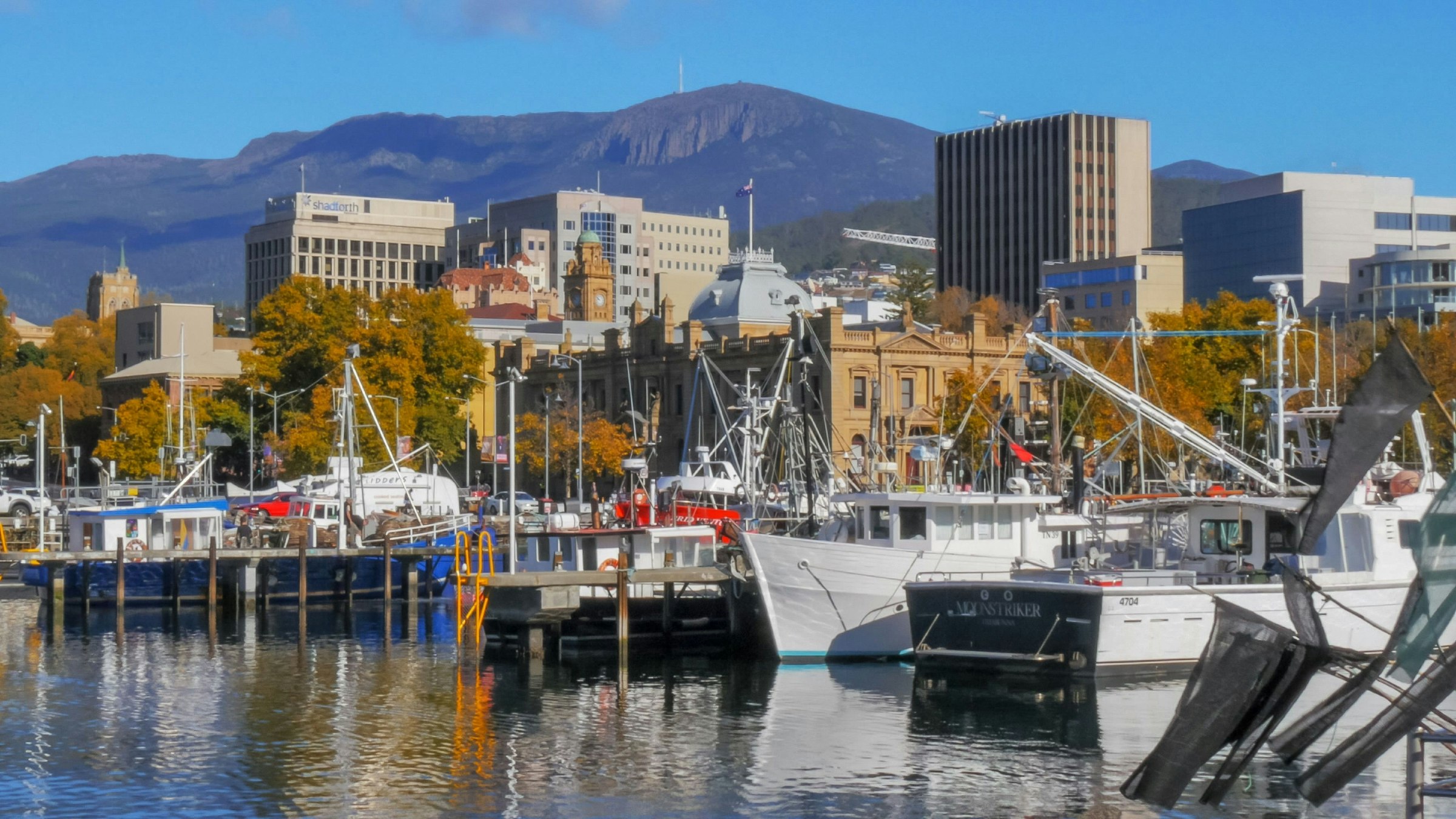 A close up view of fishing vessels at Victoria Dock in the Tasmanian capital city of Hobart