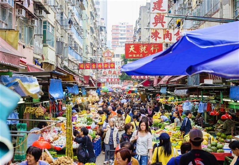 The Mong Kok Ladies Market in Hong Kong