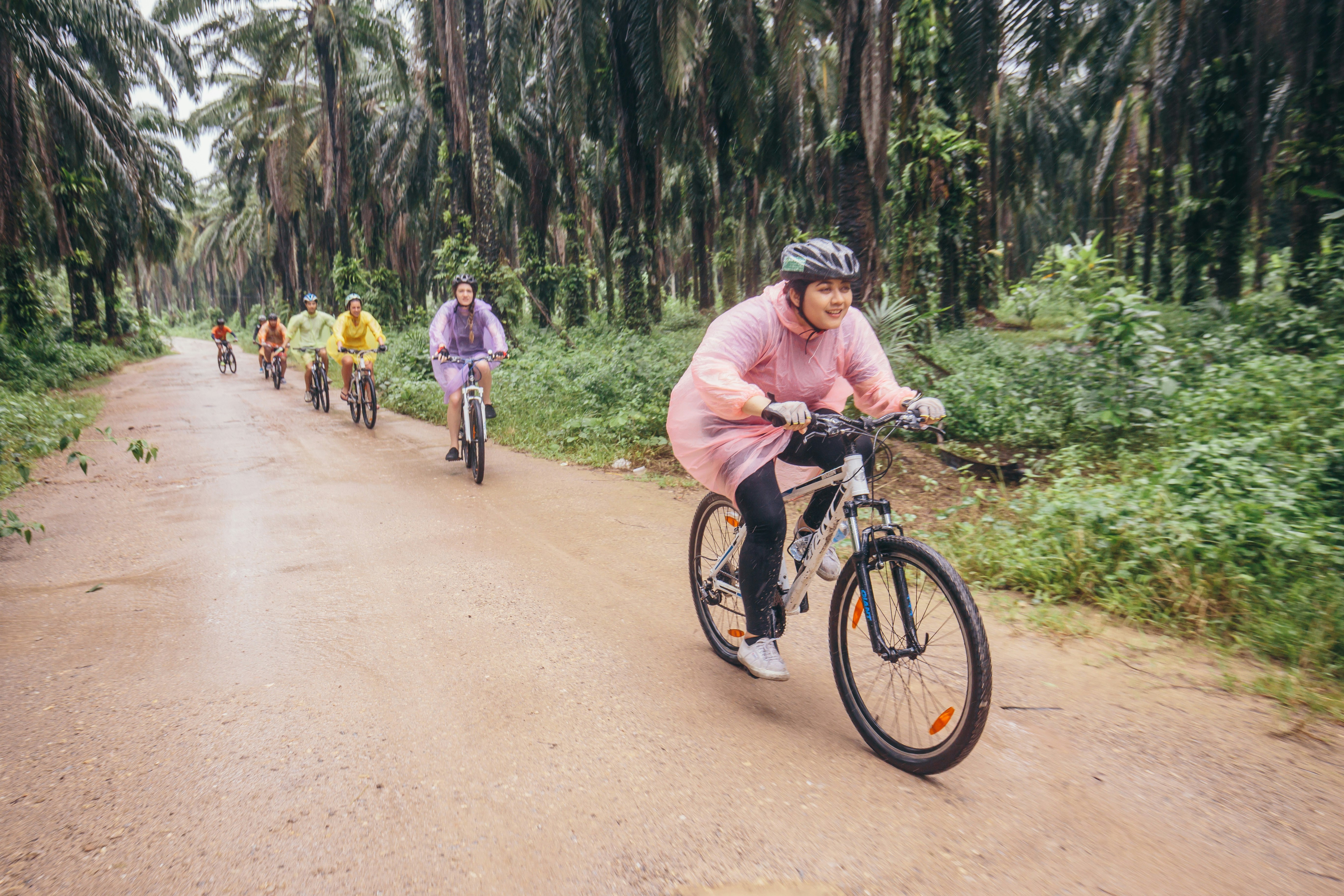 Family cycling through a forest in Thailand.jpg