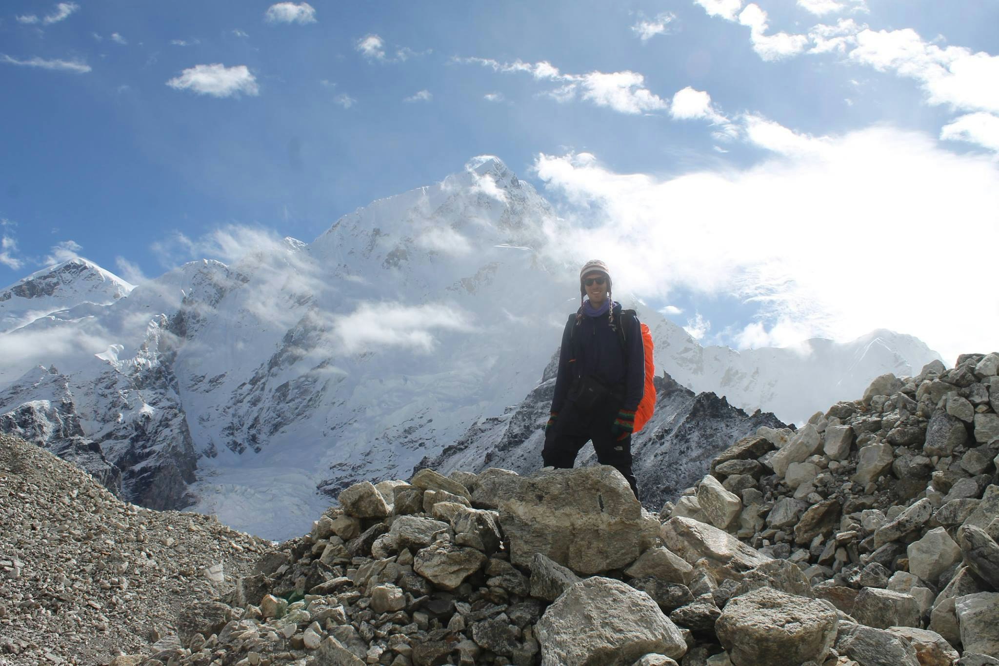 Jack Palfry on the trek to Everest Base Camp.