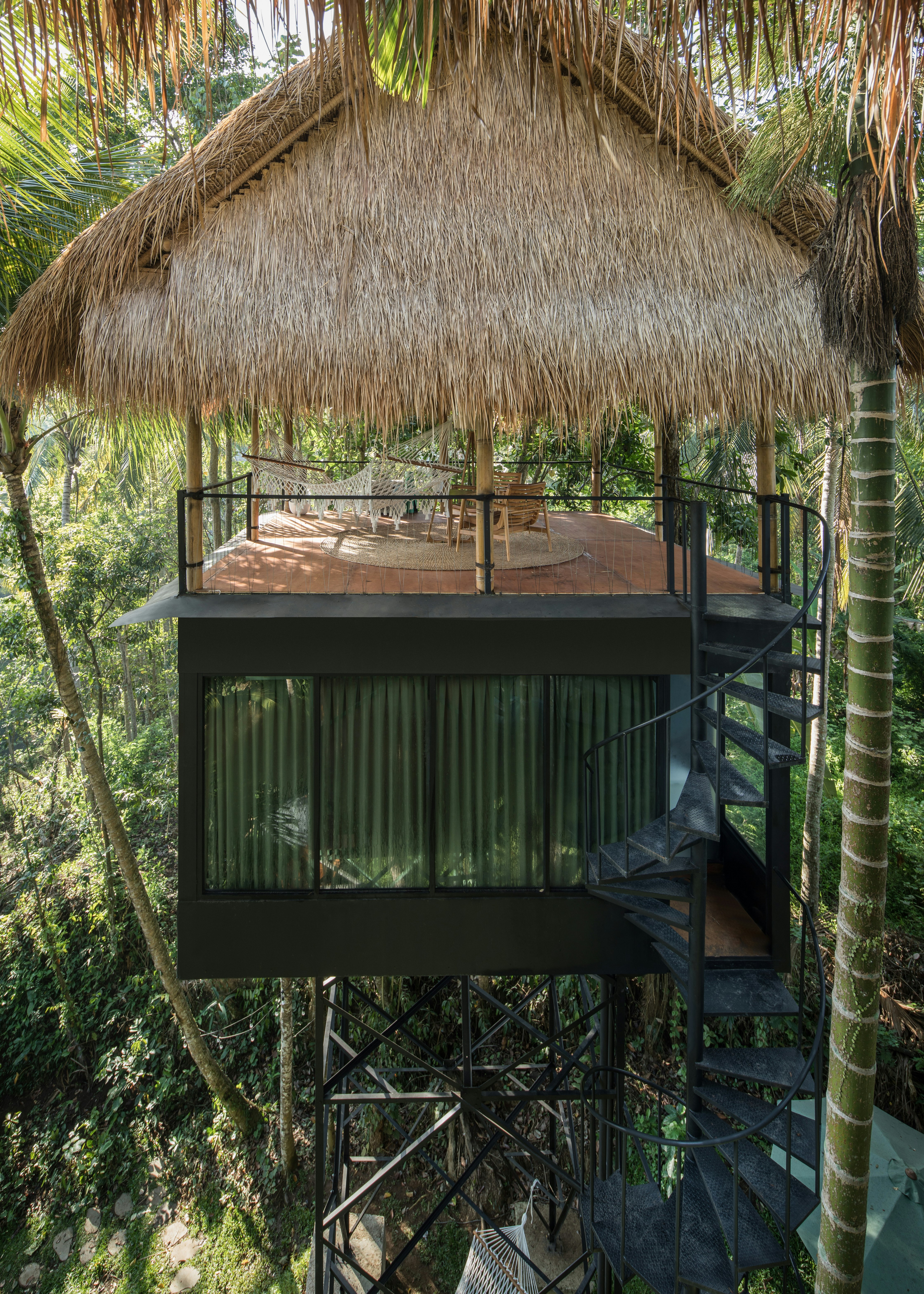 Bamboo decking of a treetop eco lodge in Bali