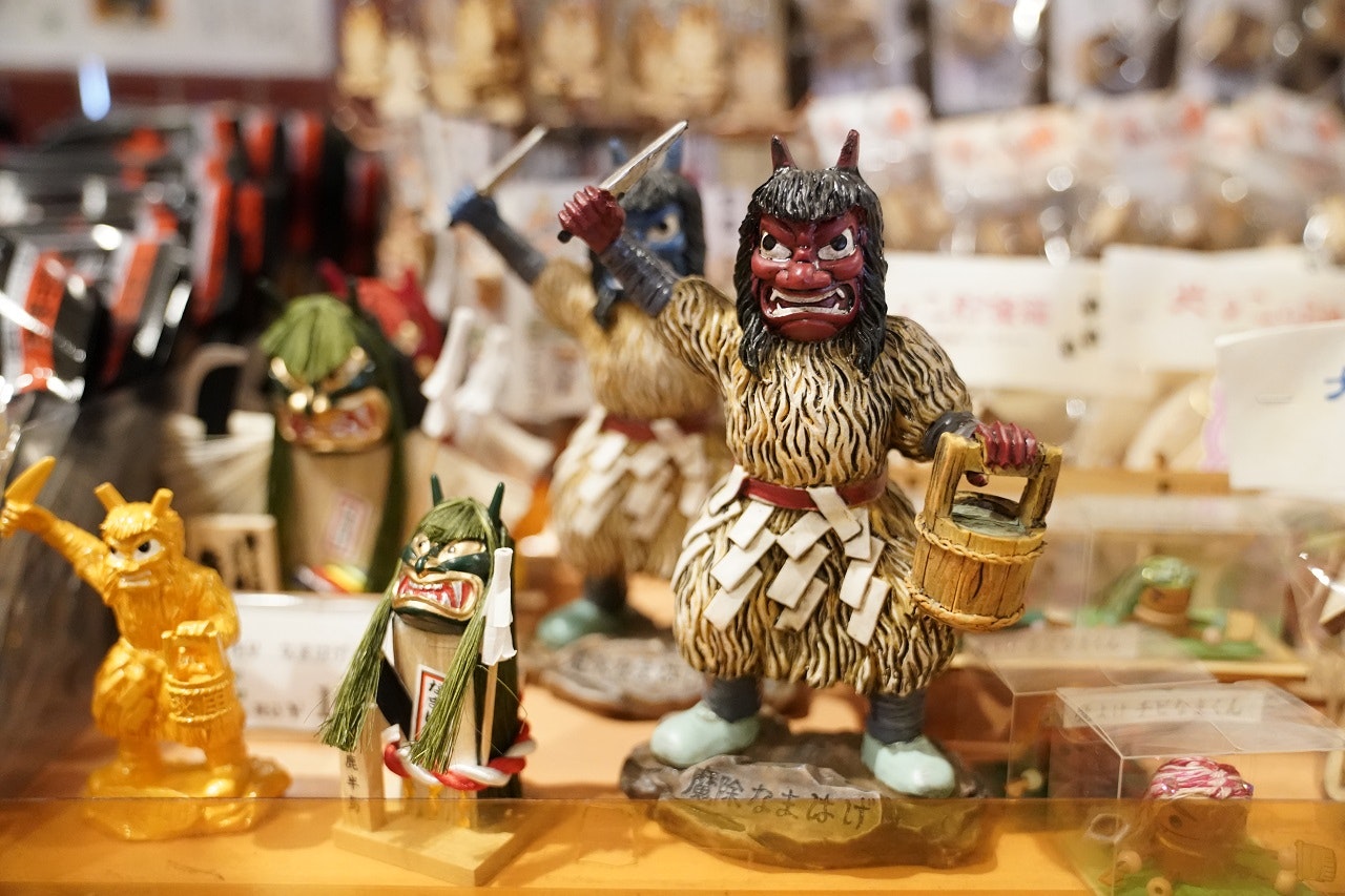 Rows of handcrafted souvenirs in the roadside stop of Kyowa Michi-no-Ek