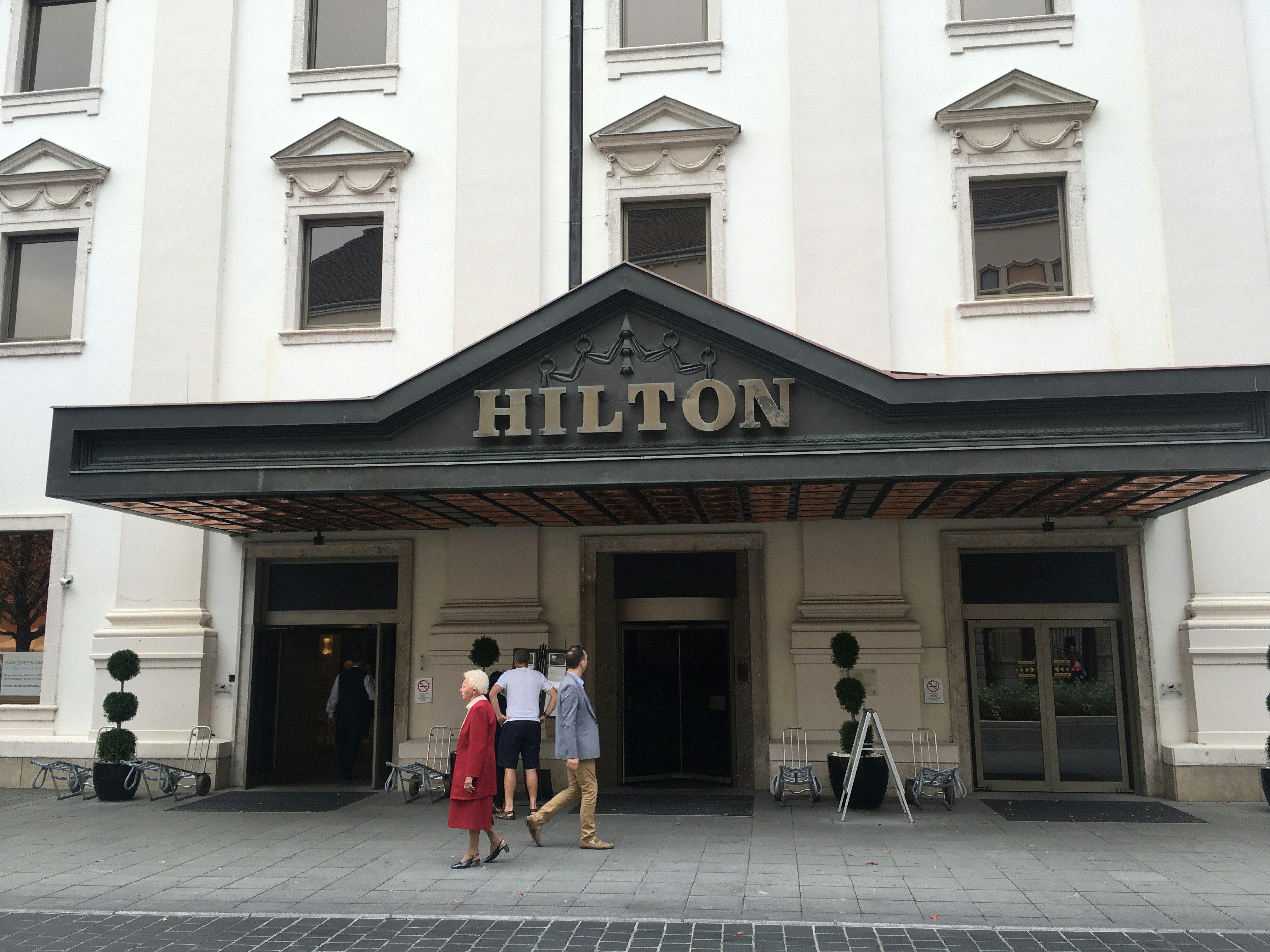 The outside of a Hilton Hotel