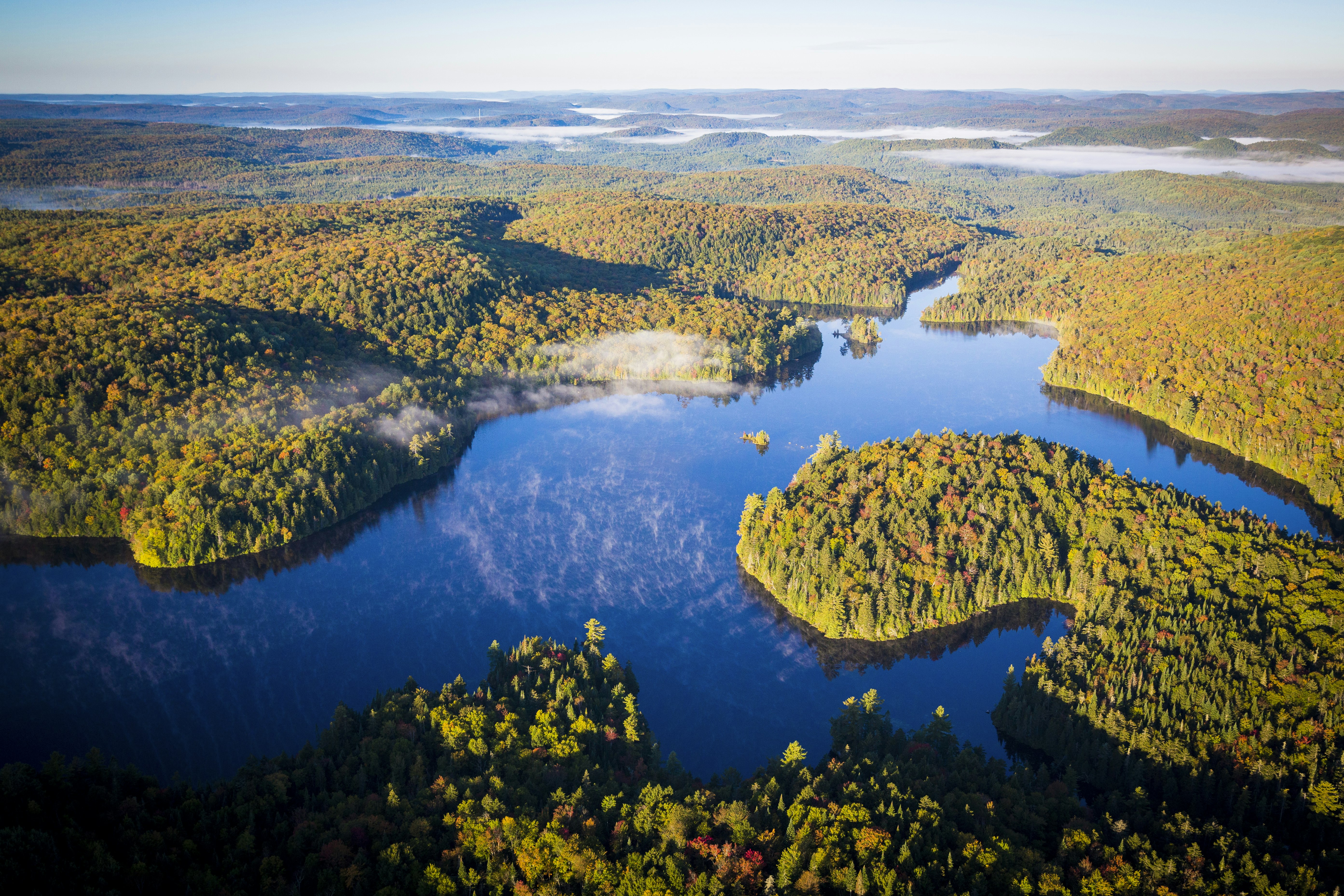 A view over the lakes and hills of La Mauricie National Park in Quebec