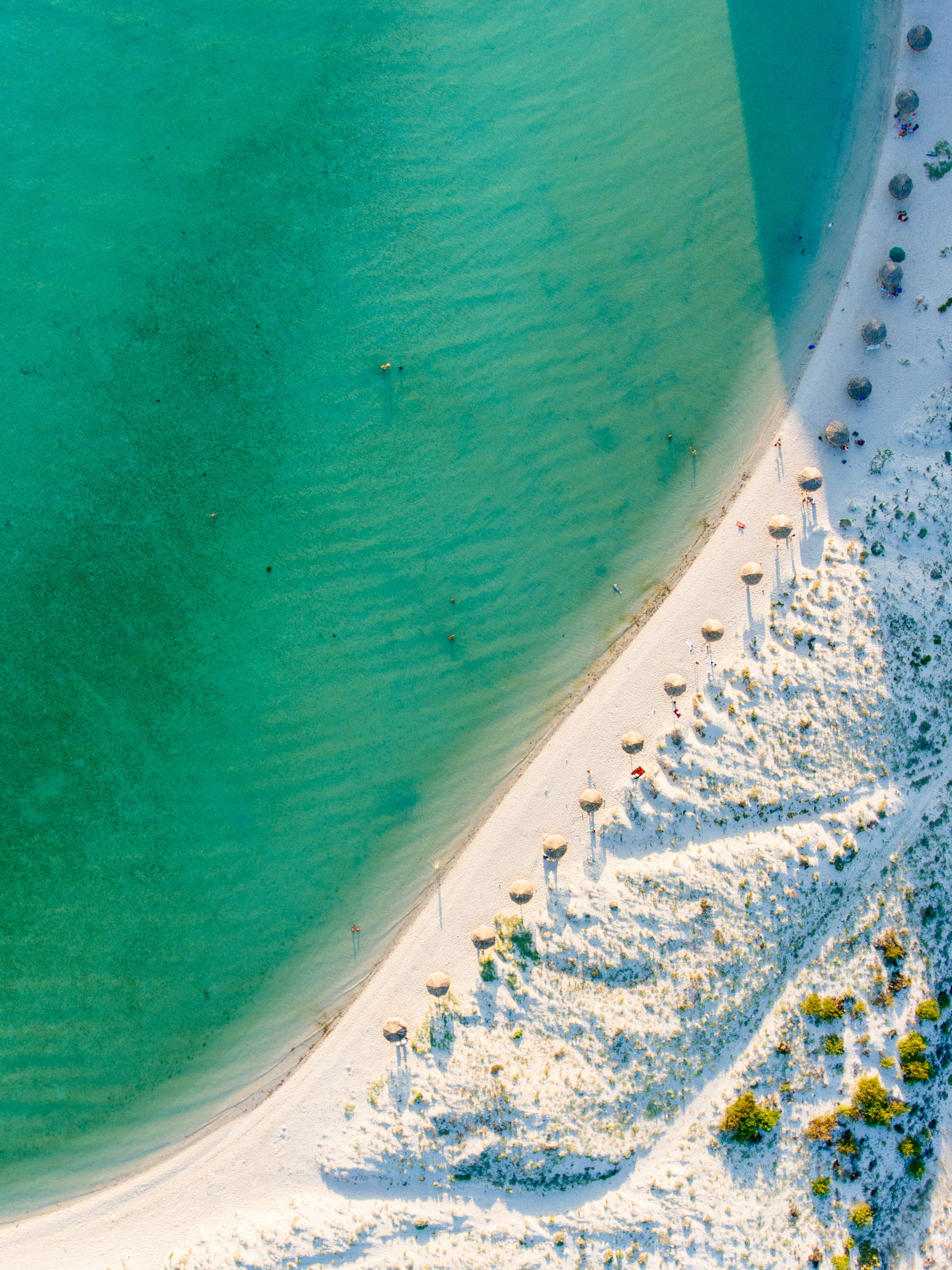 Aerial of La Paz beach during late afternoon