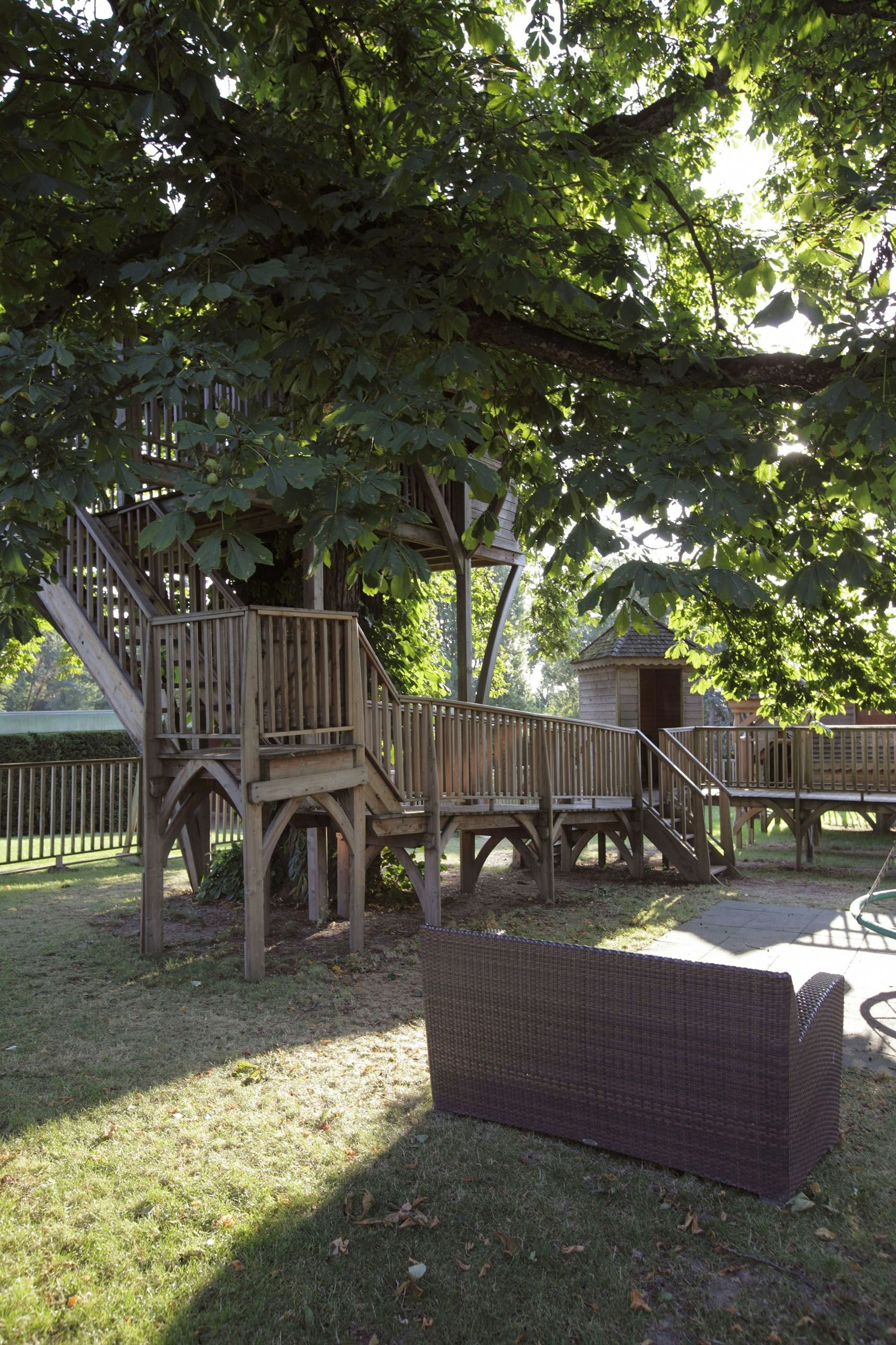 The treehouse and outdoor obstacle course at La Petite Resérve, Geneva.