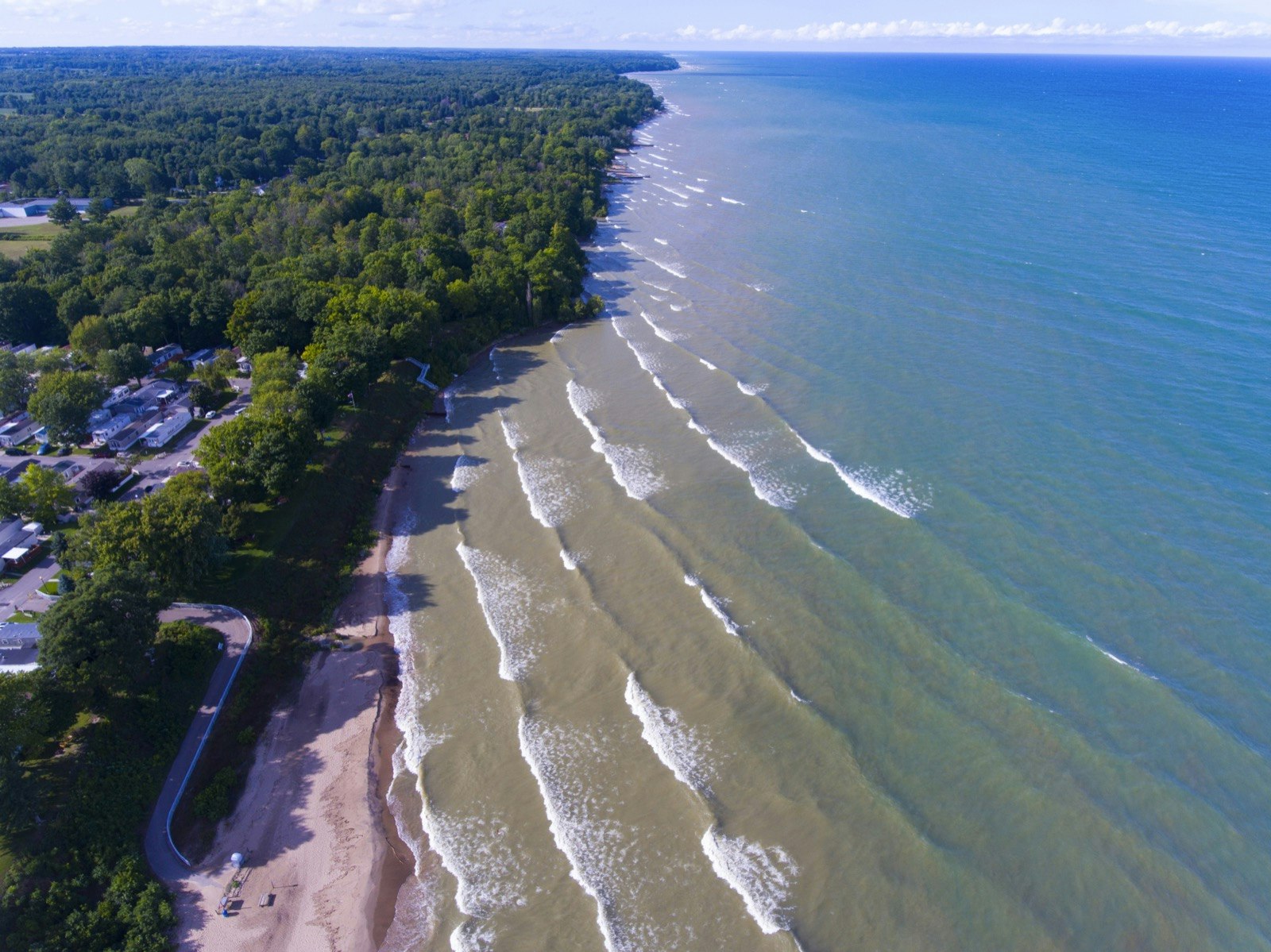 Waves lap the banks of Lake Huron; Great Lakes road trip