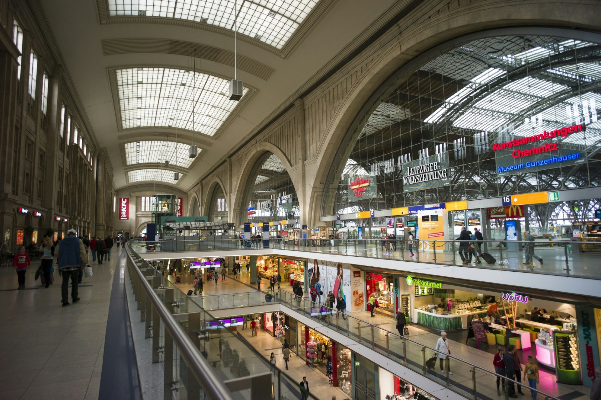 The central train station in Leipzig, Germany