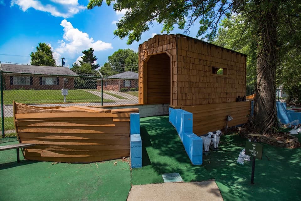 A model ark has been fashioned into part of a crazy golf course in Lexington