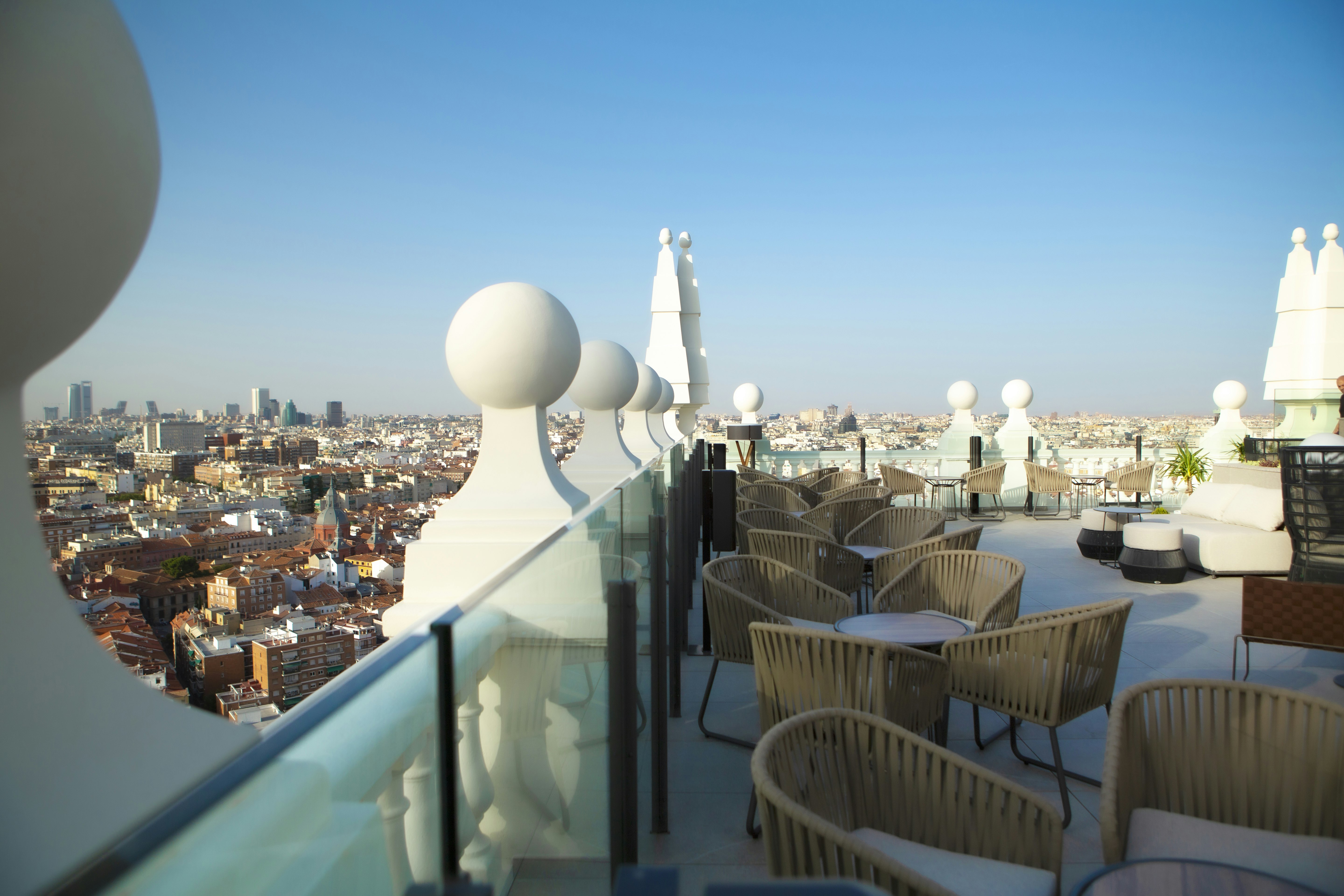 Madrid skyline as viewed from a rooftop terrace