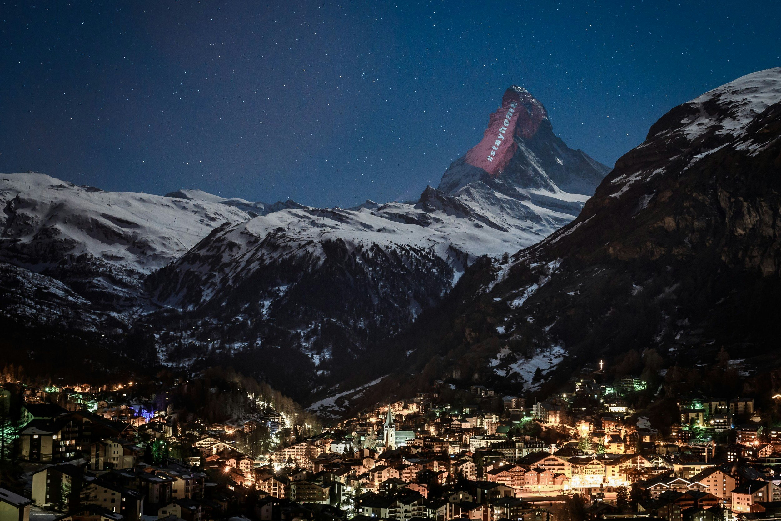 The Matterhorn is lighting up with message of support 