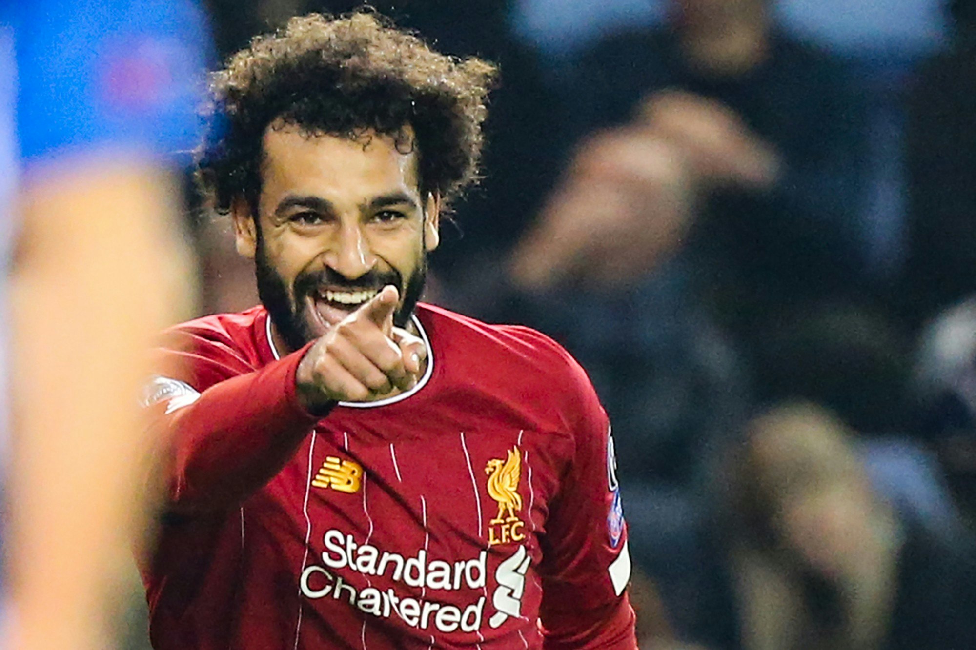 Liverpool's Egyptian midfielder Mohamed Salah celebrates after scoring a goal 