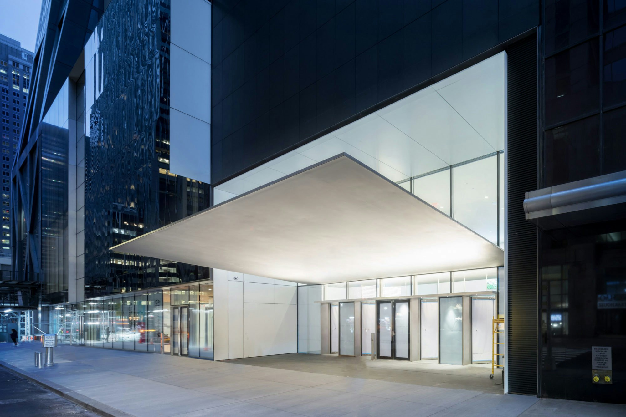 The street entrance of the new Museum of Modern Art canopy