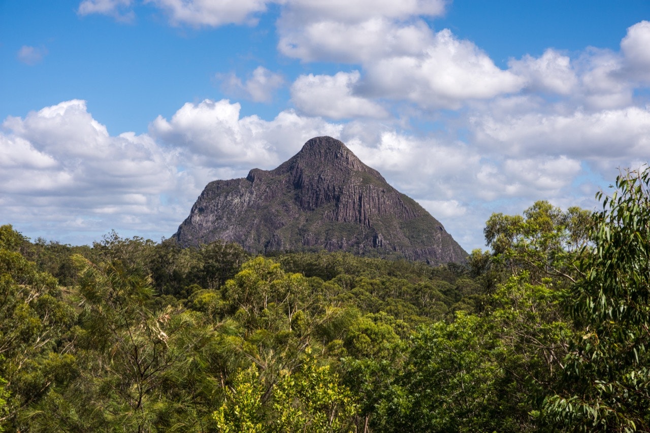 Mount Beerwah, one of the Glass House Mountains, in Queensland, Australia.