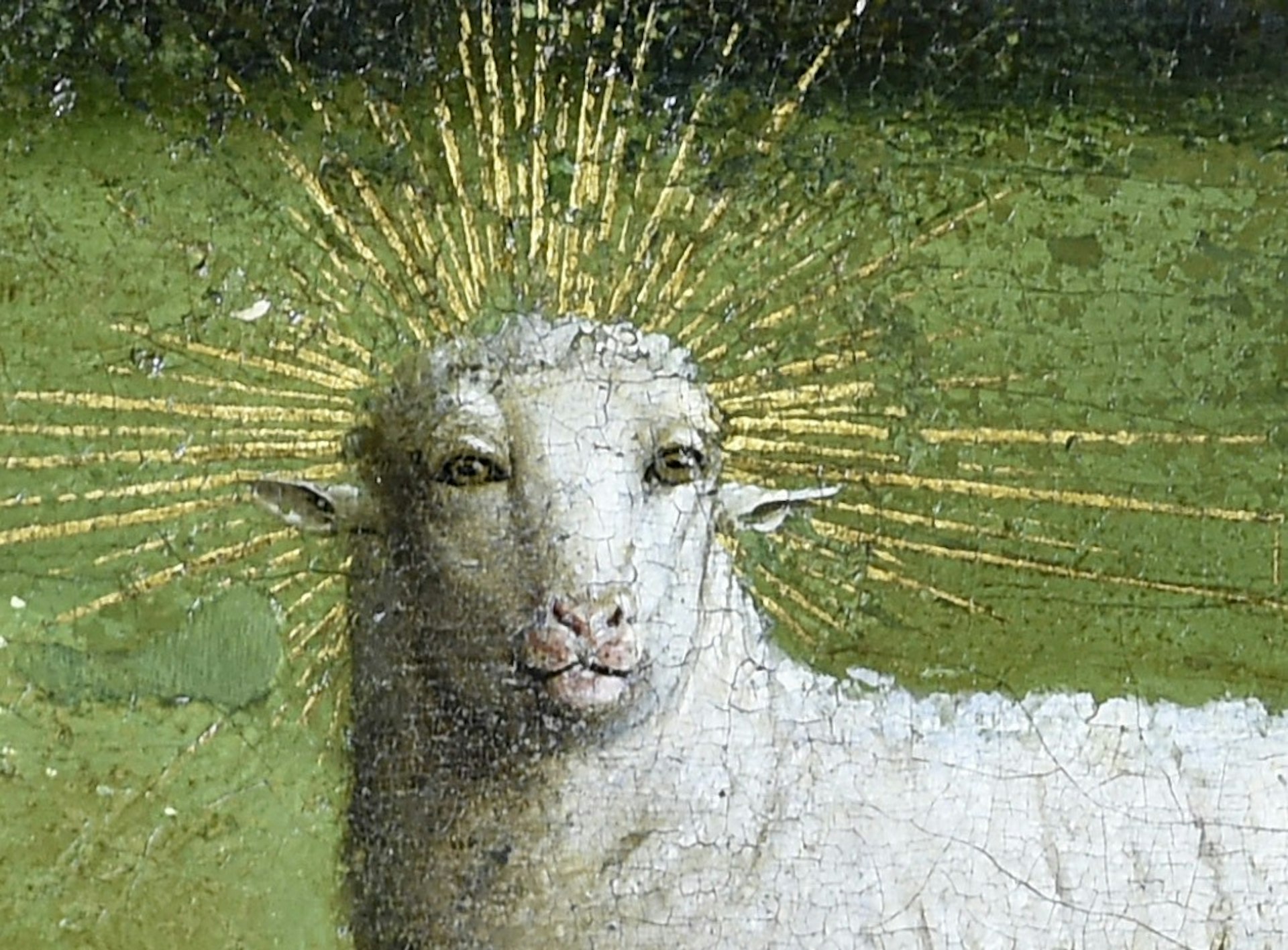 The lamb in the Lamb of God in the Ghent Altarpiece painting