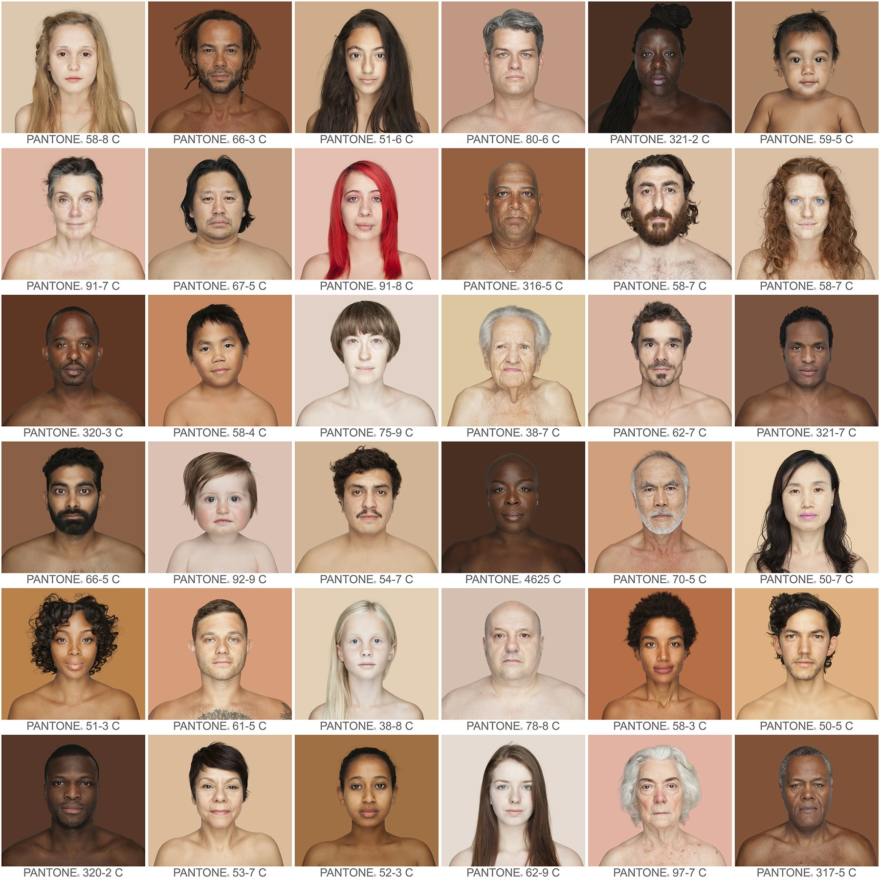 Portraits of humans with different skin tones