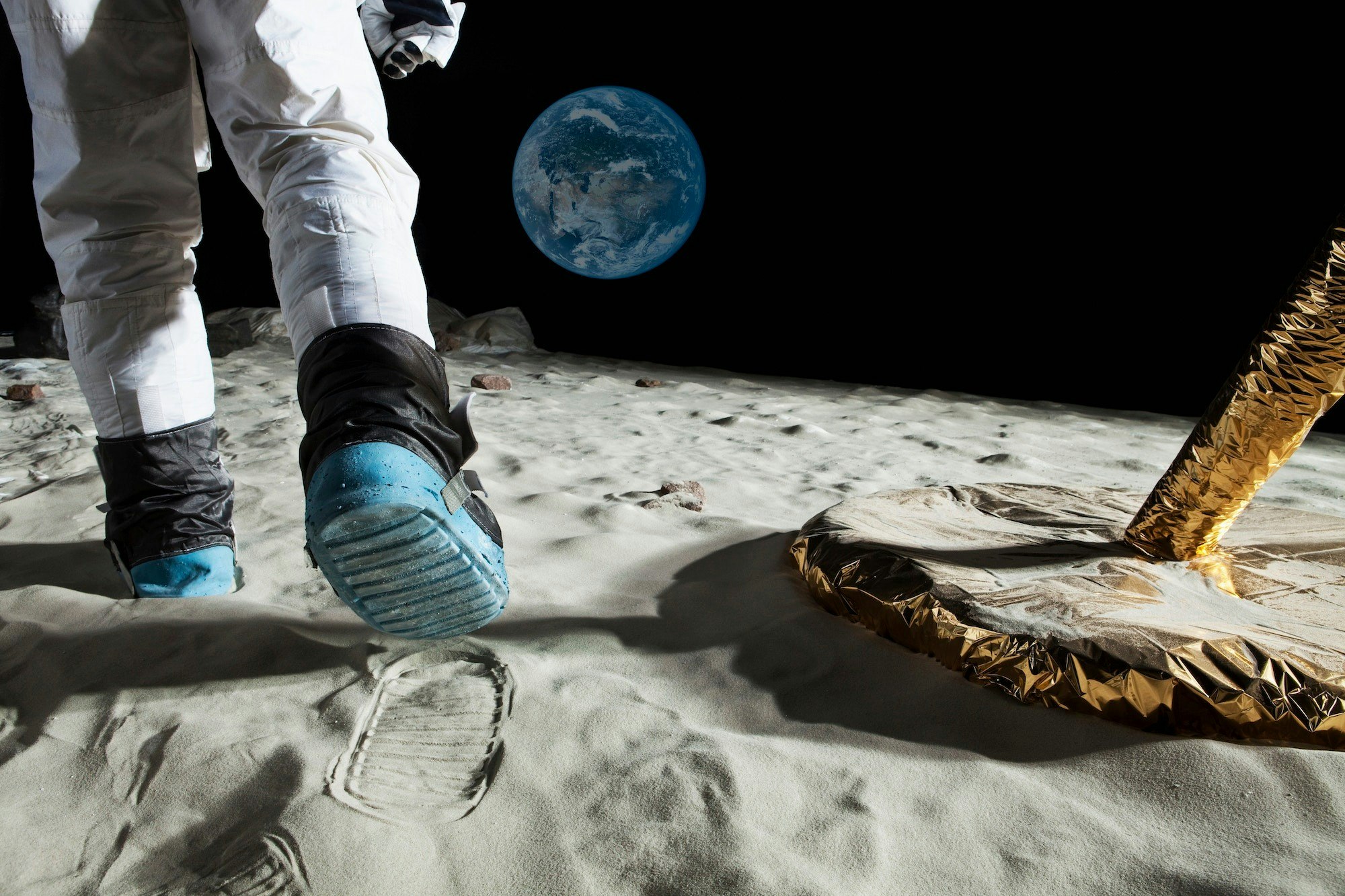Neil Armstrong walking on the moon