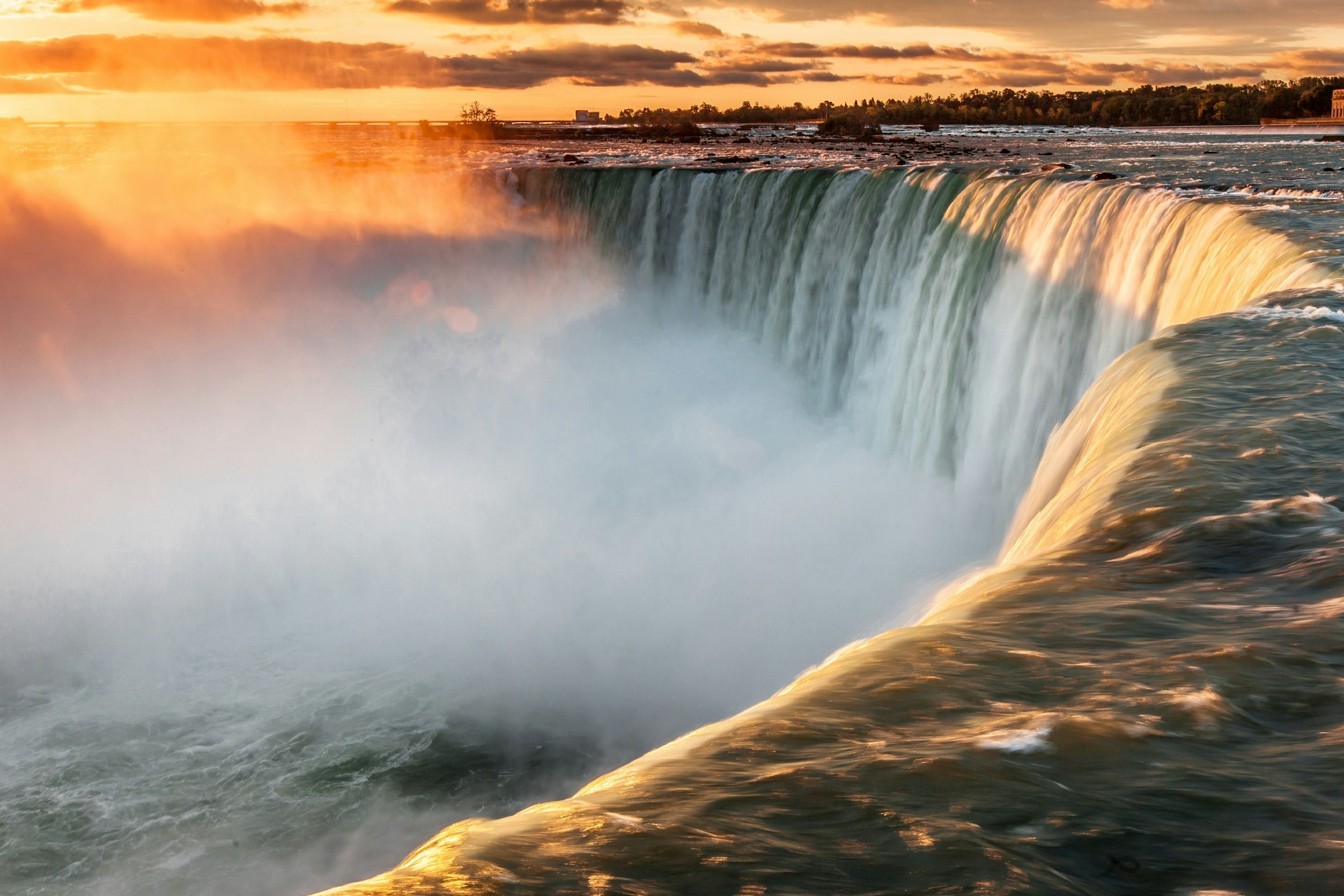 Sunlight hitting Niagara Falls from the Ontario, Canada, side