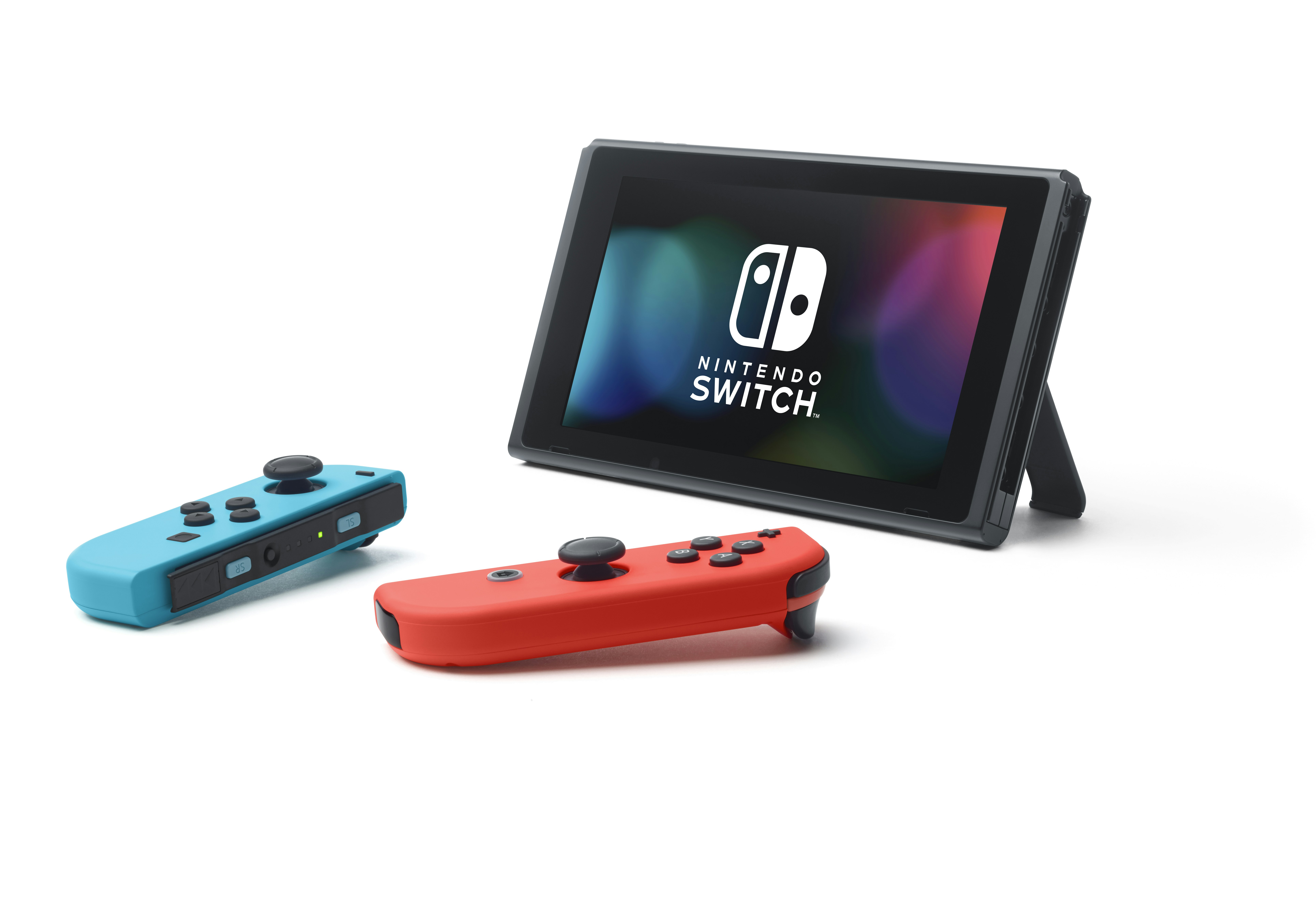The Nintendo Switch with controllers detached