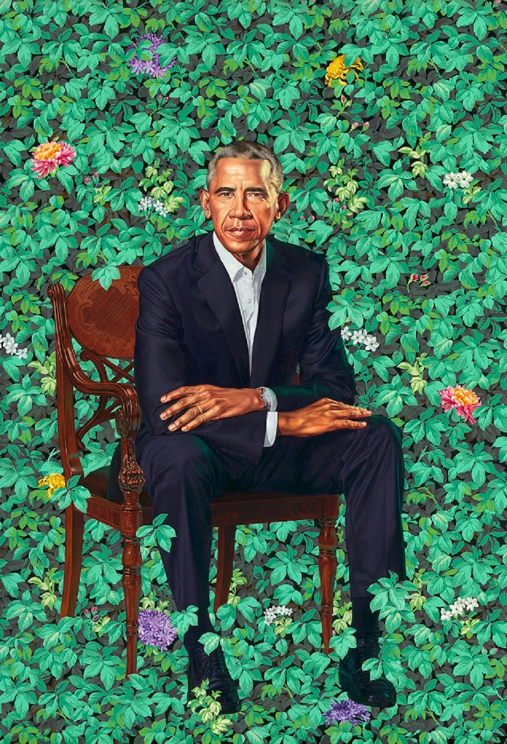 A portrait of Barack Obama by Kehinde Wiley