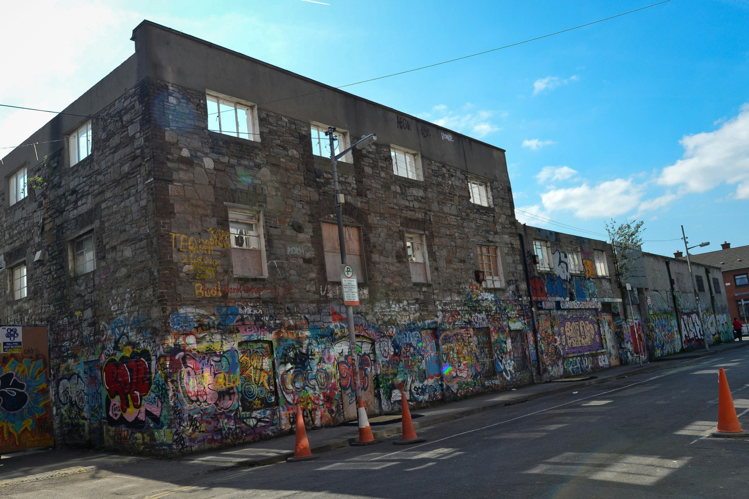 The original Windmill Lane.studio in Dublin covered in graffiti