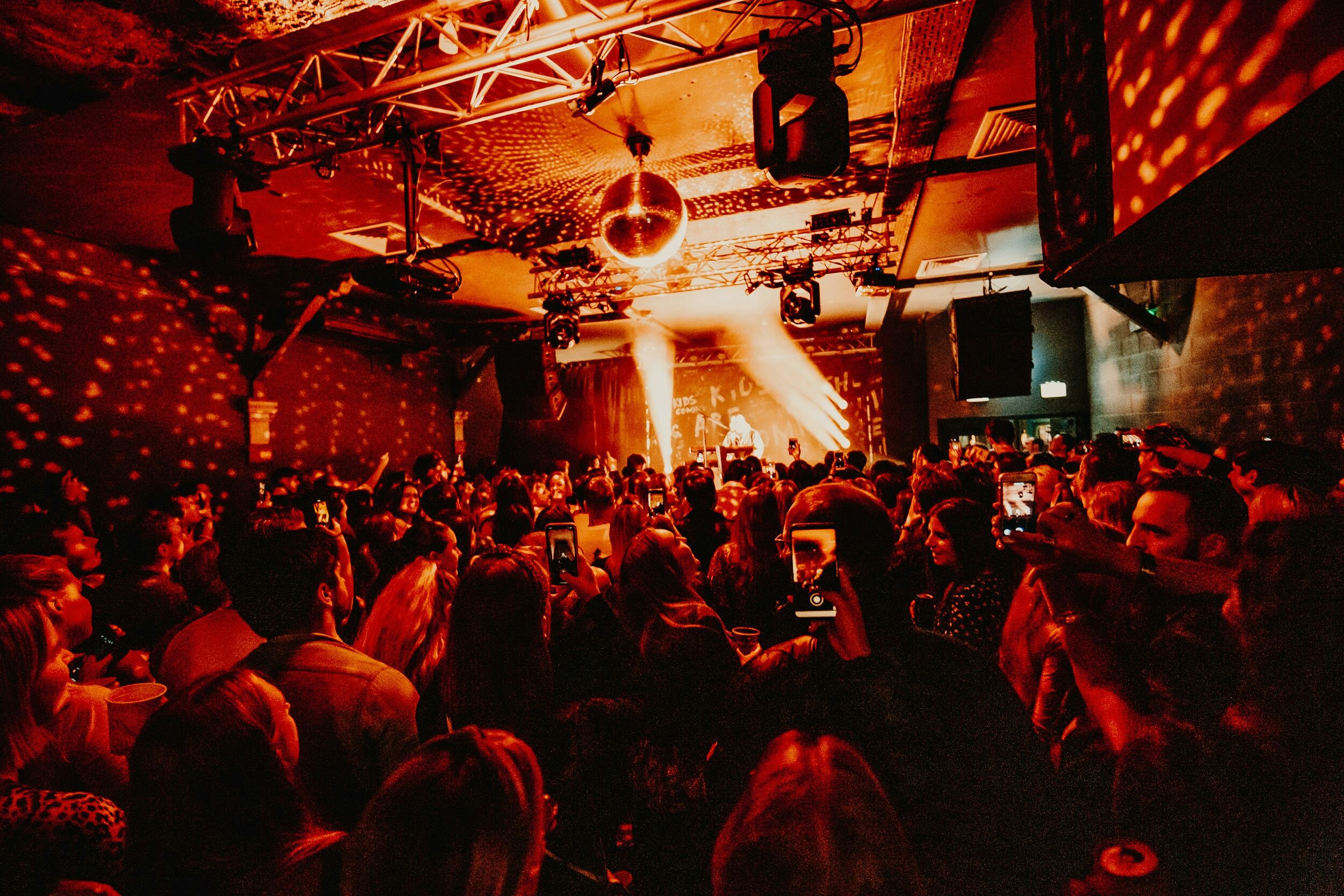 A crowd watching a gig in Oslo, a small music venue in east London.